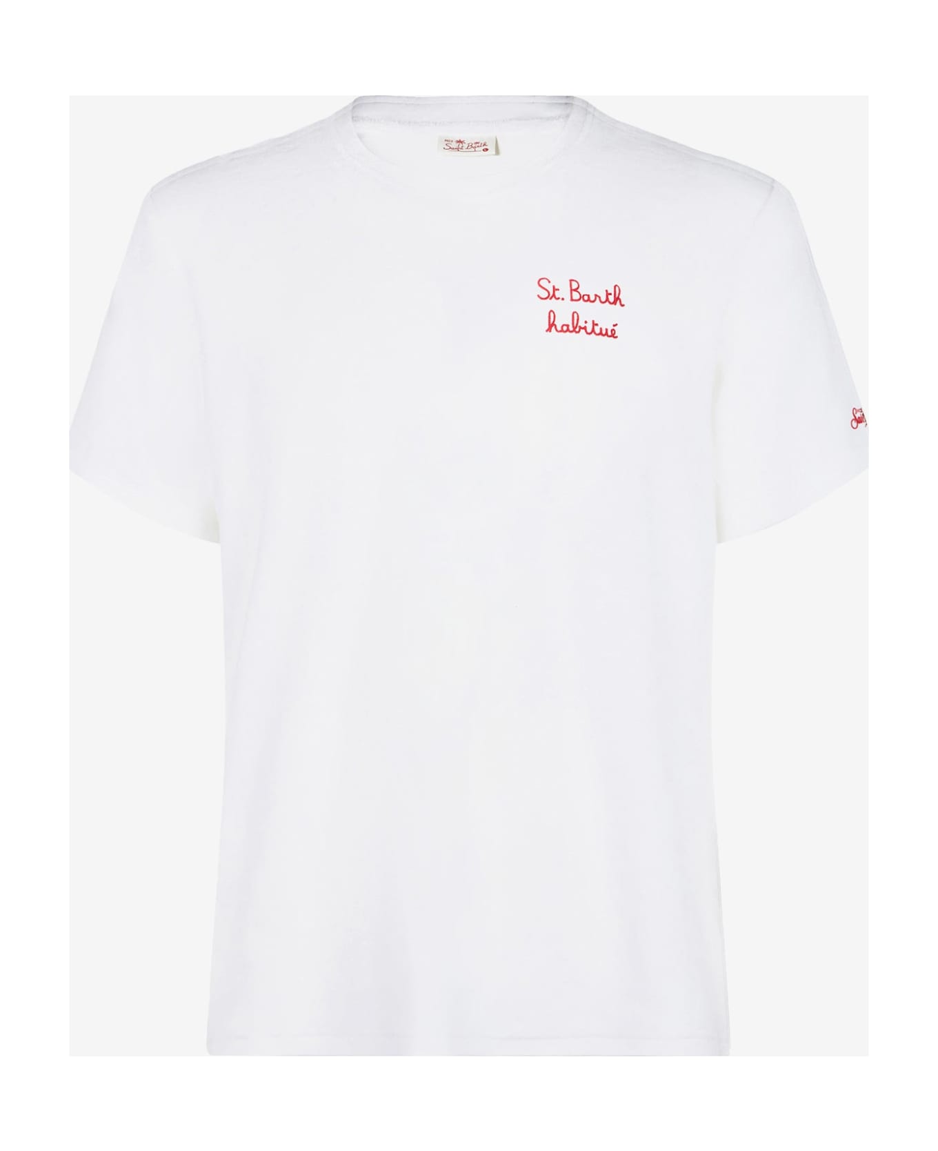 MC2 Saint Barth Man T-shirt With St. Barth Habituè Embroidery - WHITE