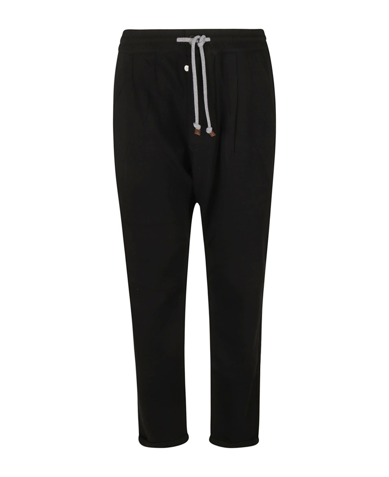 Brunello Cucinelli Drawstring Waist Ribbed Track Pants - BLack