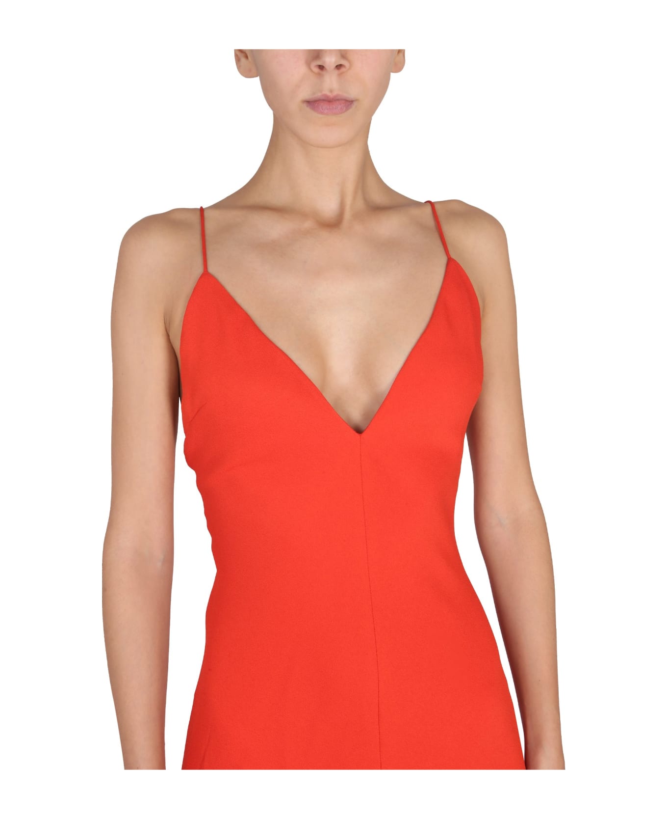 Stella McCartney Maxi V-neck Dress - ROSSO