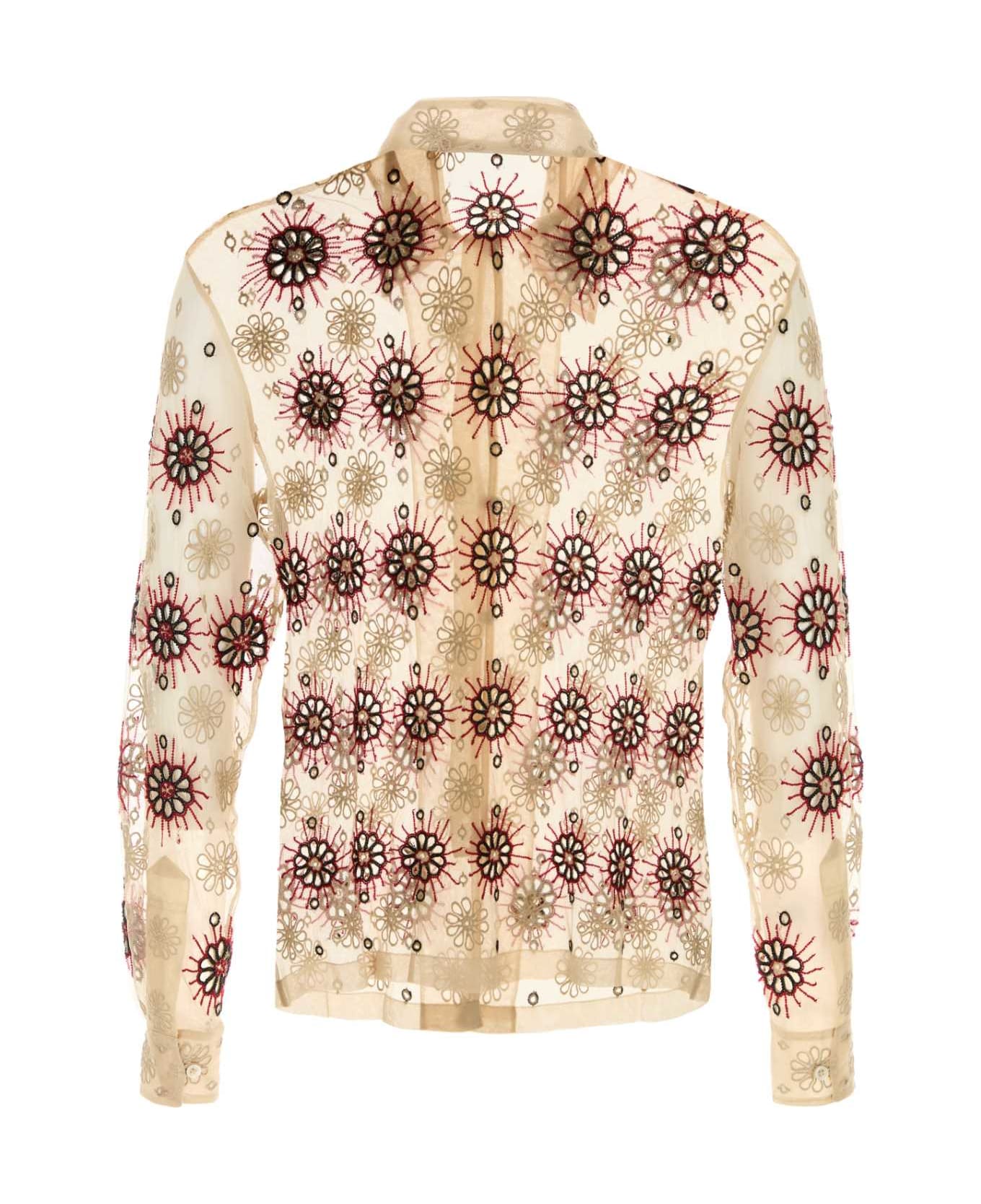 Bode Embellished Tulle Solarium Shirt - ECRUMULTI