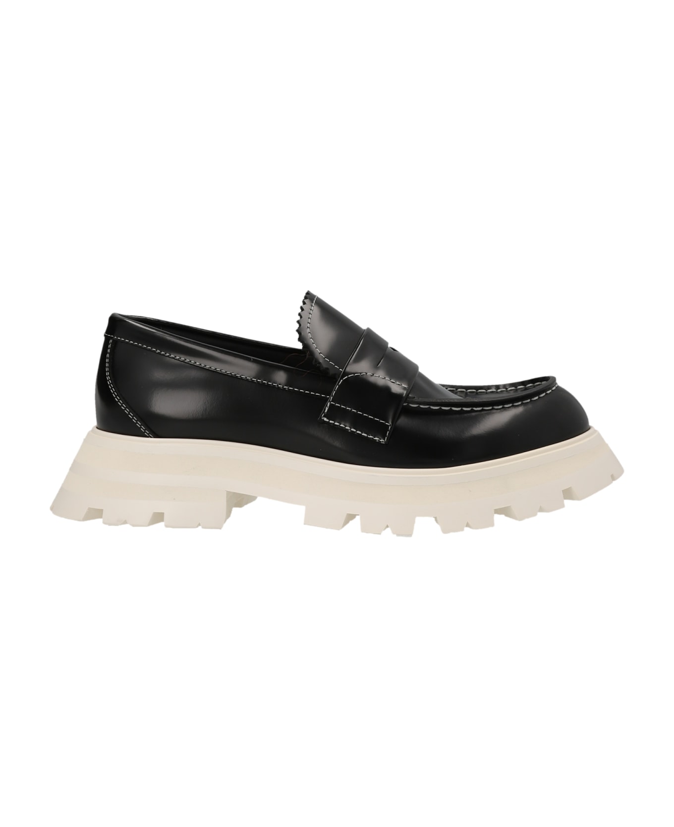 Alexander McQueen Leather Loafers - White/Black フラットシューズ