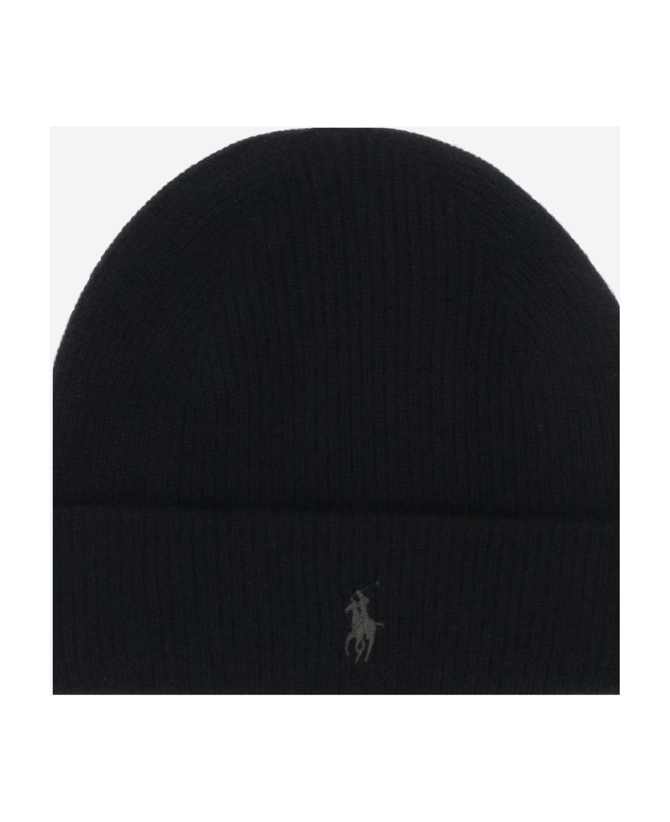 Ralph Lauren Cashmere Beanie With Logo - POLO BLACK