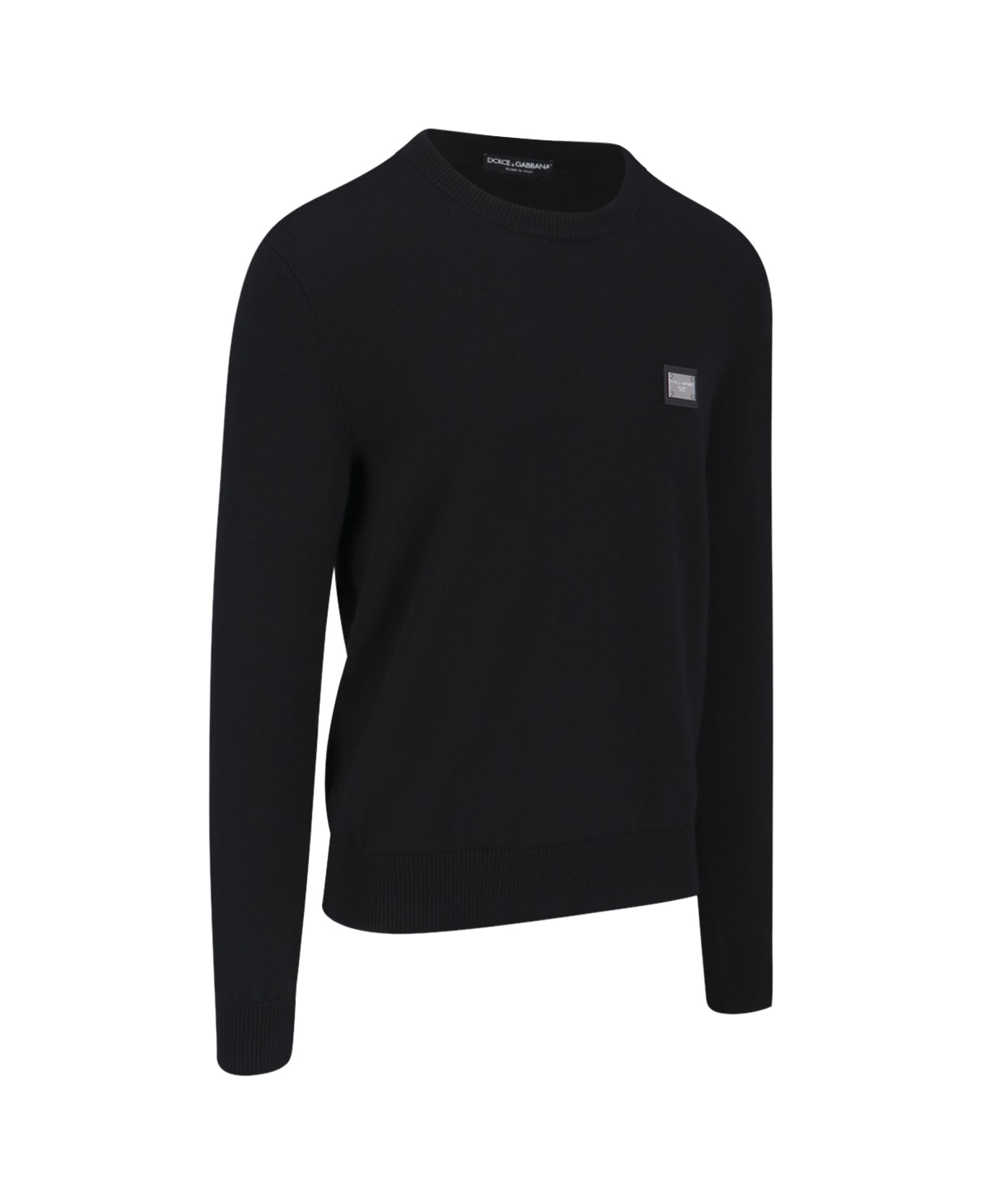 Dolce & Gabbana Logo Plaque Wool Sweater - black