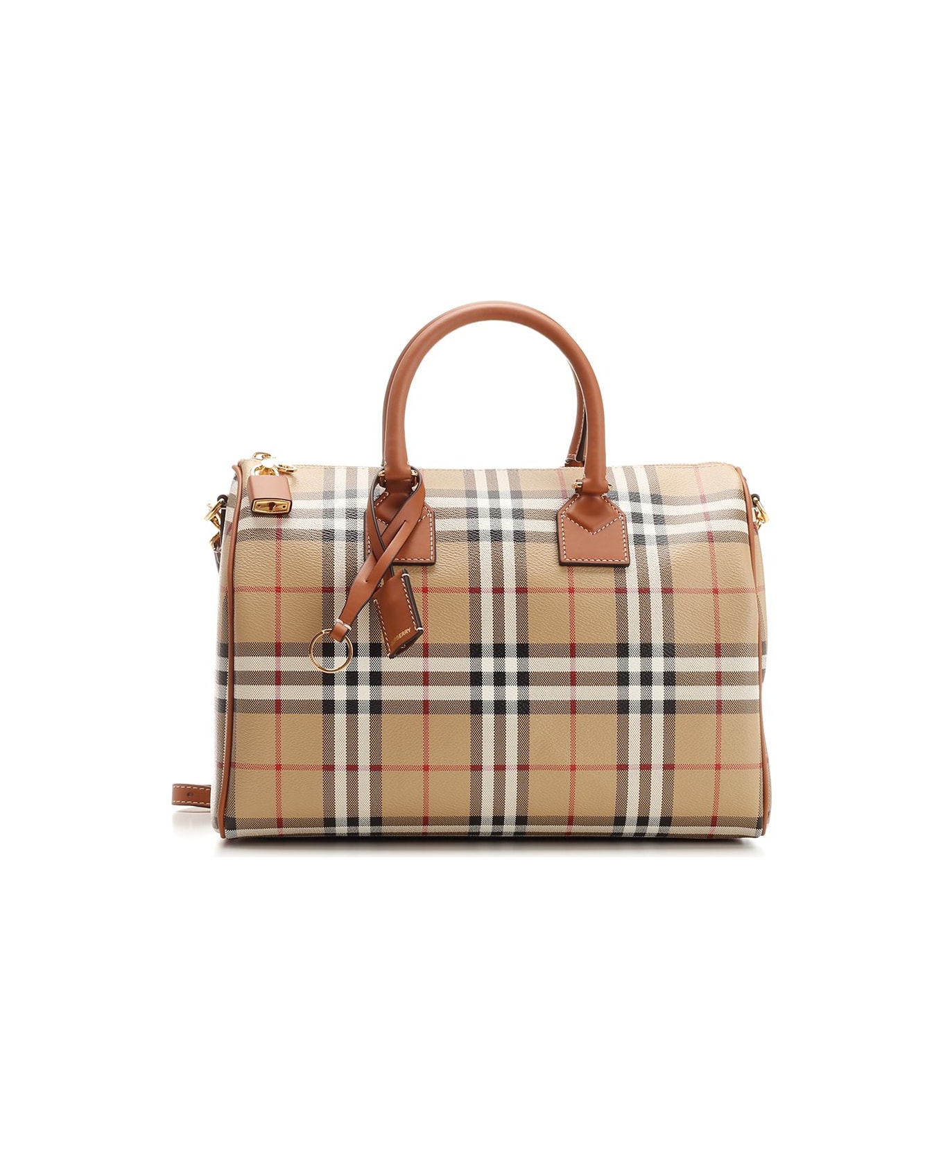 Burberry 
bowling Check
 Medium Size Hand Bag - Brown