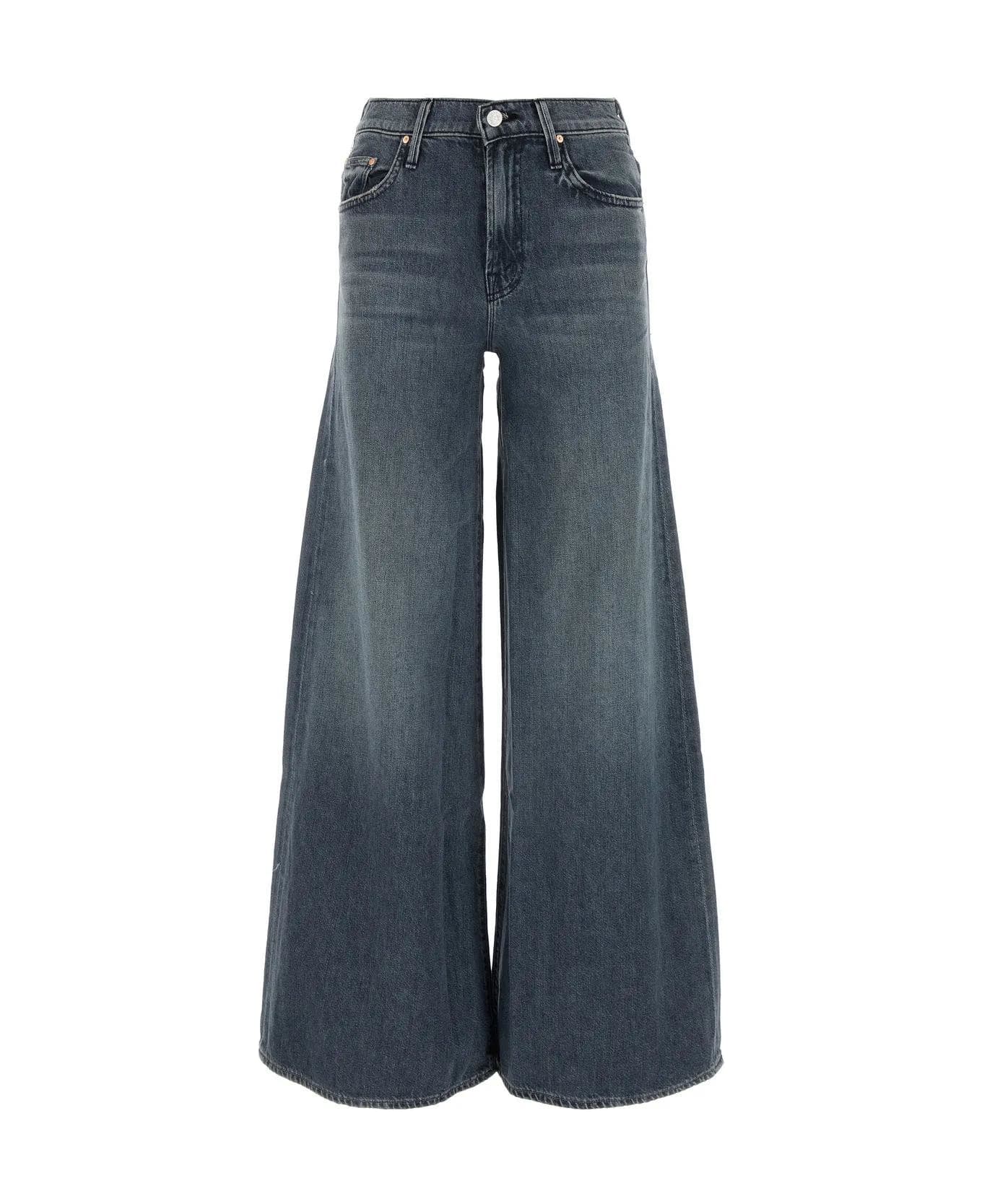 Mother Dark Grey Denim The Swisher Sneak Wide-leg Jeans - Grigio