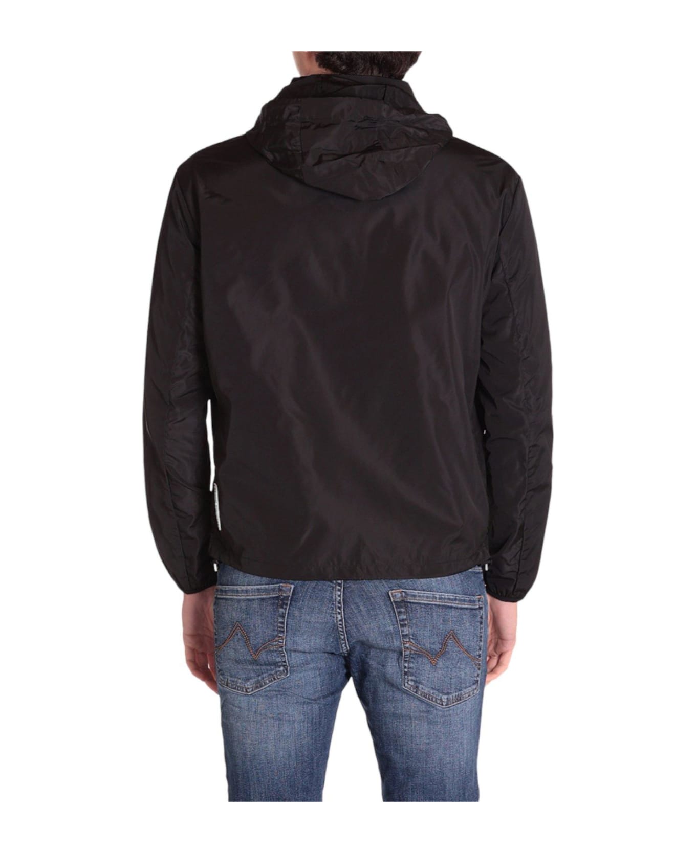 Armani Collezioni Logo Patch Zipped Jacket - Black