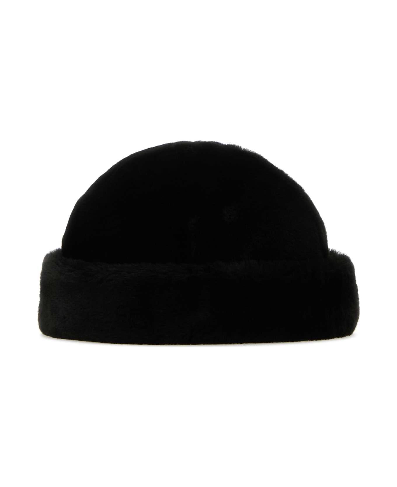Prada Black Shearling Padded Hat - NERO