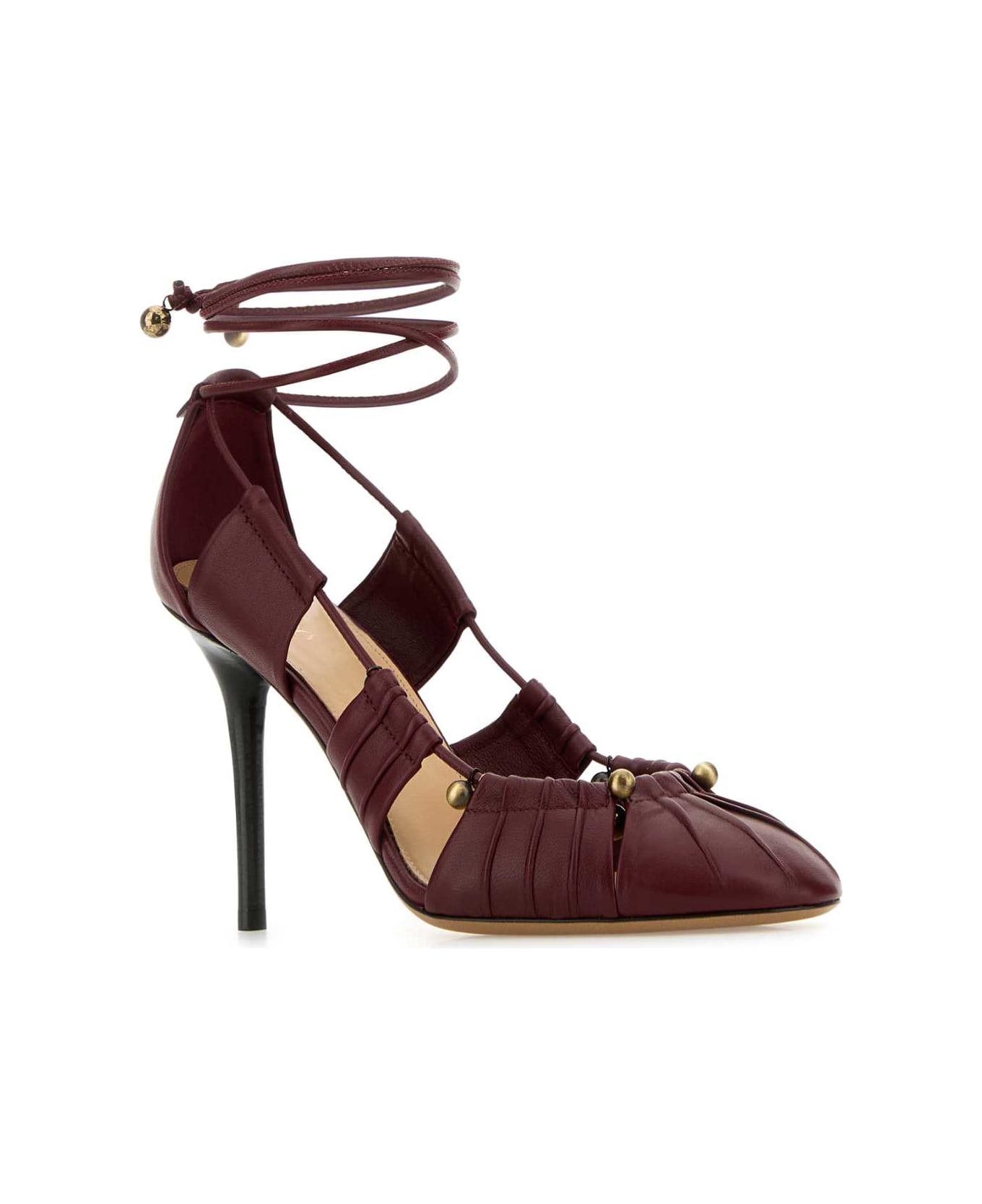 Chloé Burgundy Leather Luna Pumps - STORMYRED