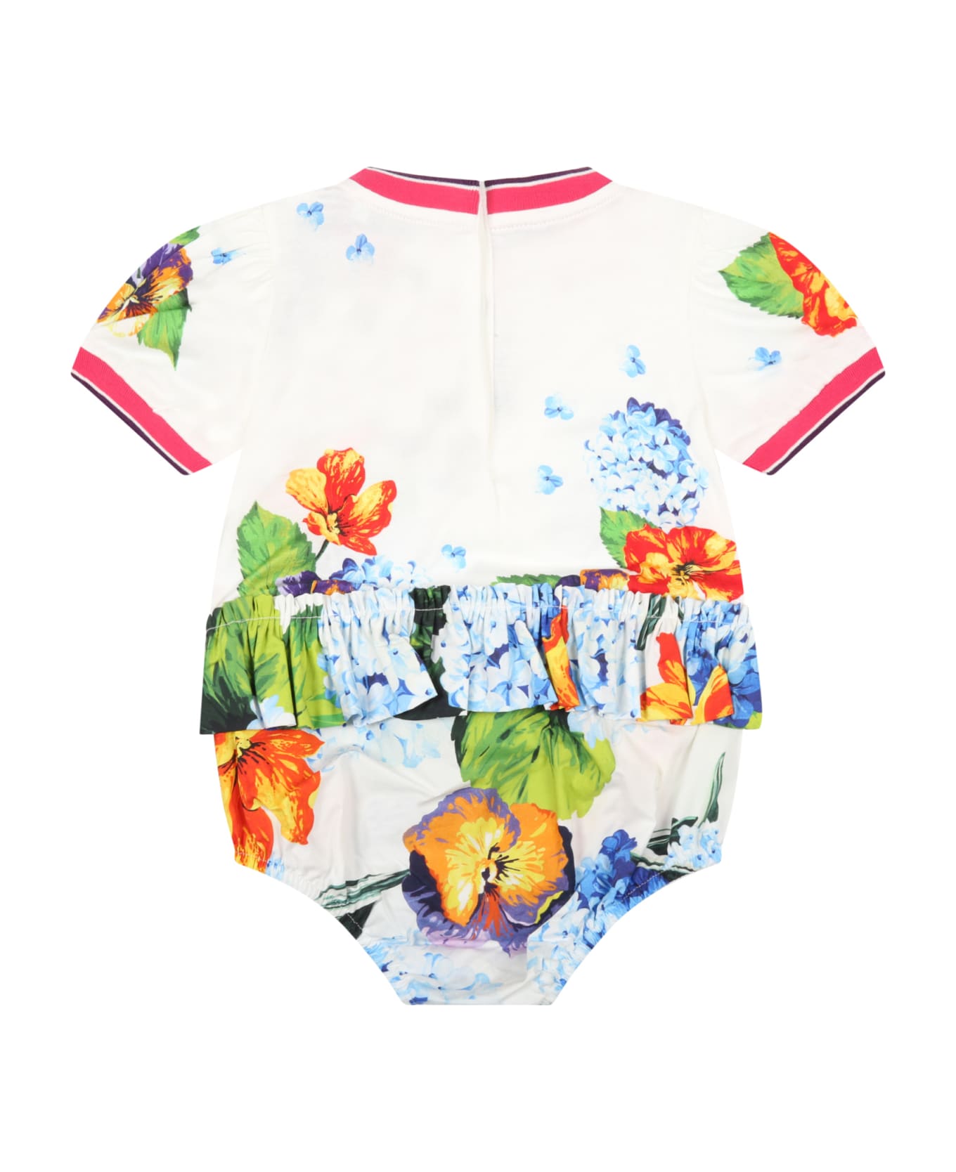 Dolce & Gabbana White Set For Baby Girl With Flowers - Multicolor