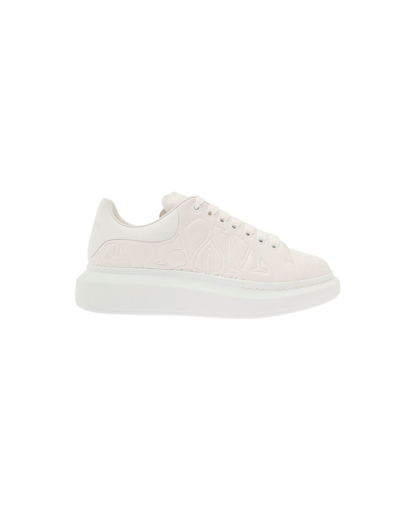 Alexander McQueen White Sneakers With Platform And Embossed Logo In Leather Man - White スニーカー