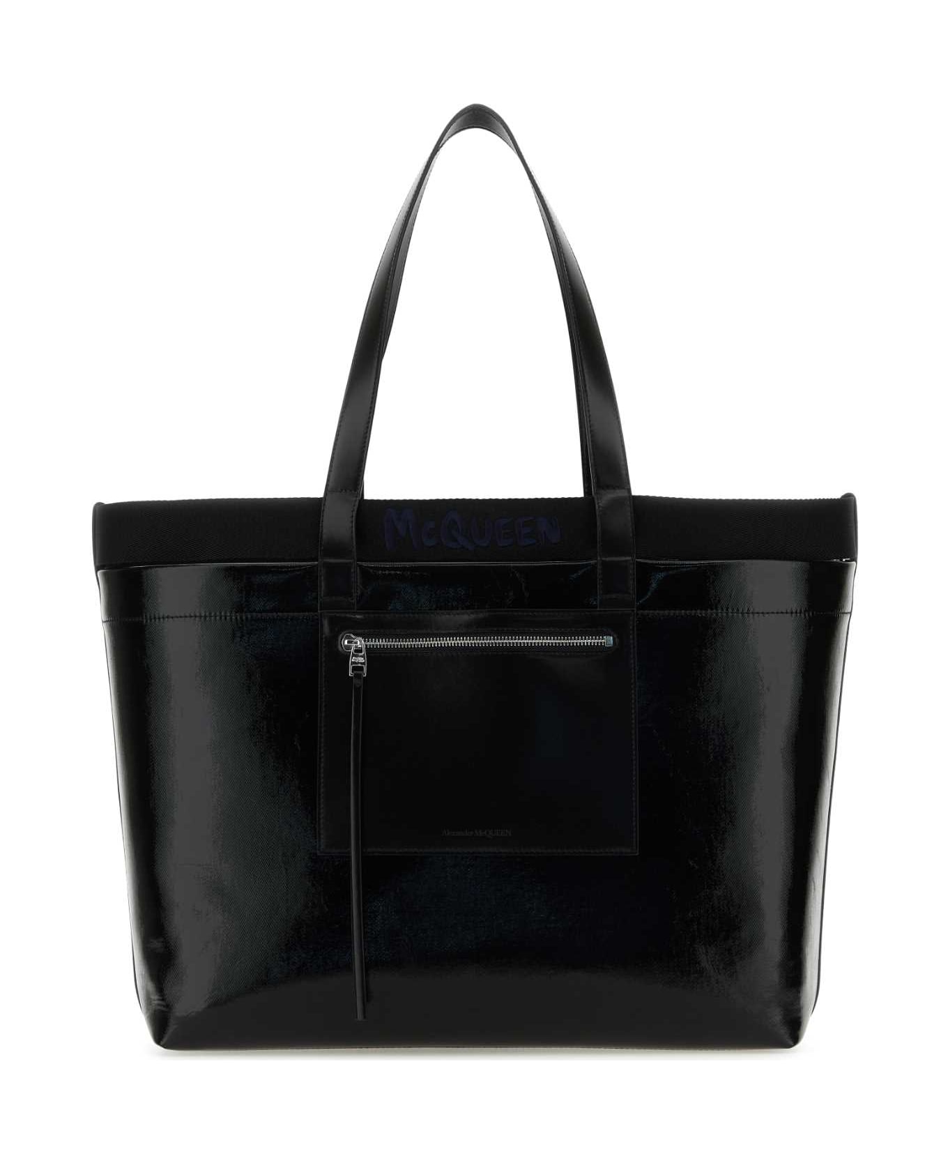 Alexander McQueen Black Canvas Shopping Bag - BLACKBLUE トートバッグ