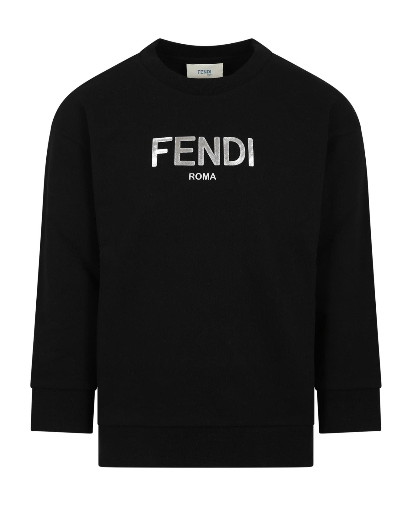 Fendi Black Sweatshirt For Kids With Logo - Black