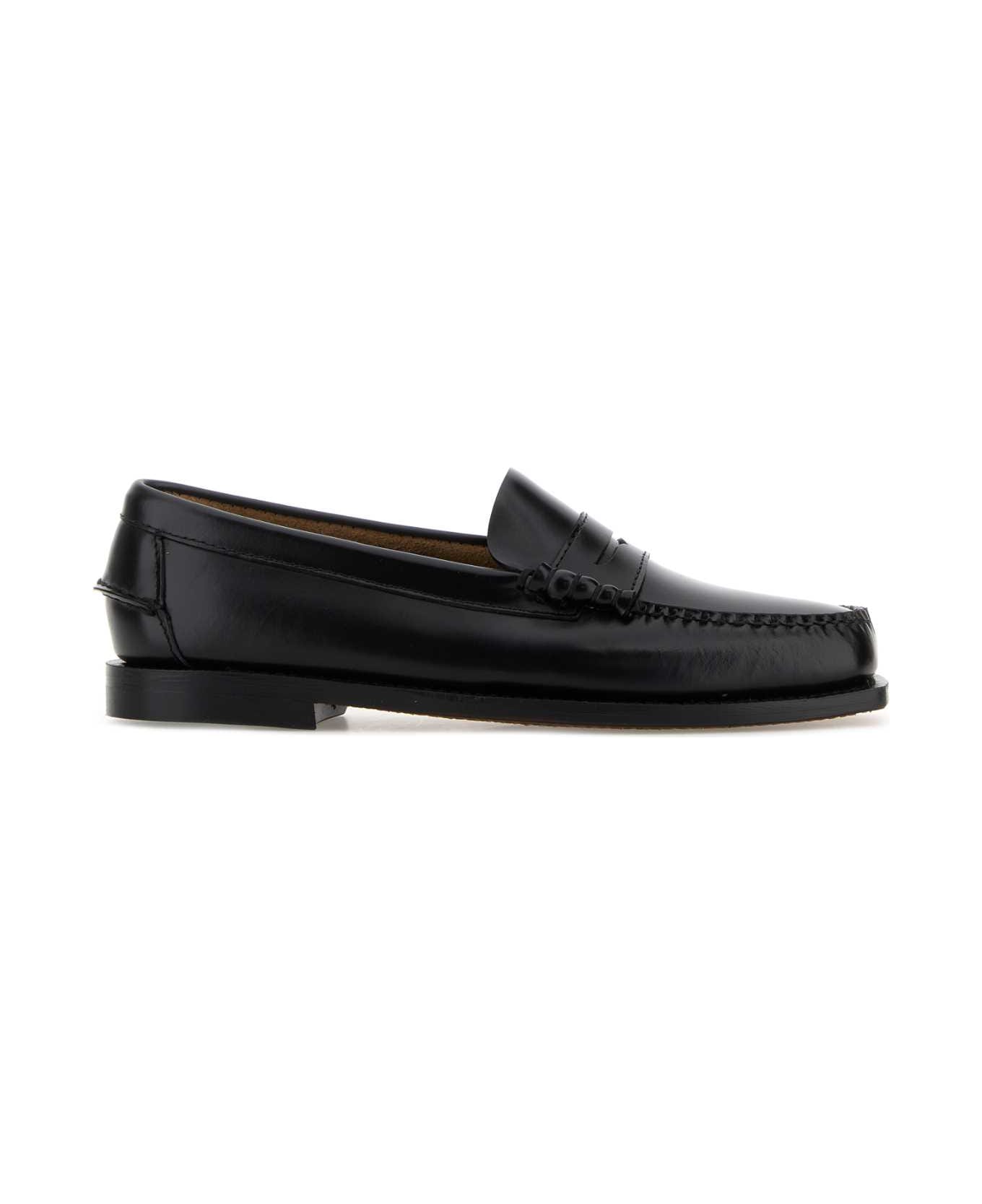 Sebago Black Leather Madison Loafers - BLACK