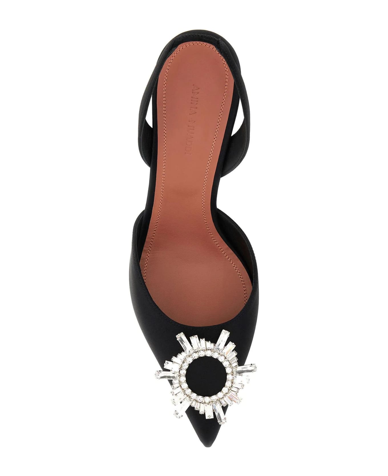Amina Muaddi Black Satin Begum Pumps - BLACK