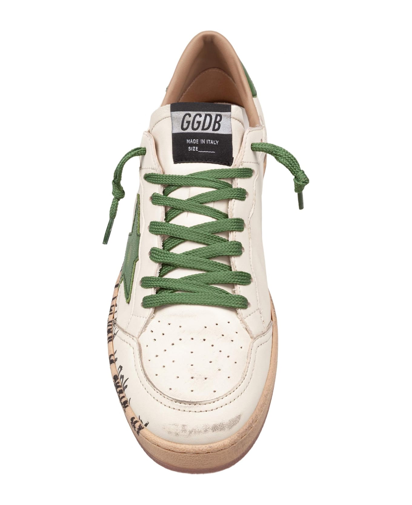 Golden Goose Ballstar Leather Sneakers White And Green - White/Green