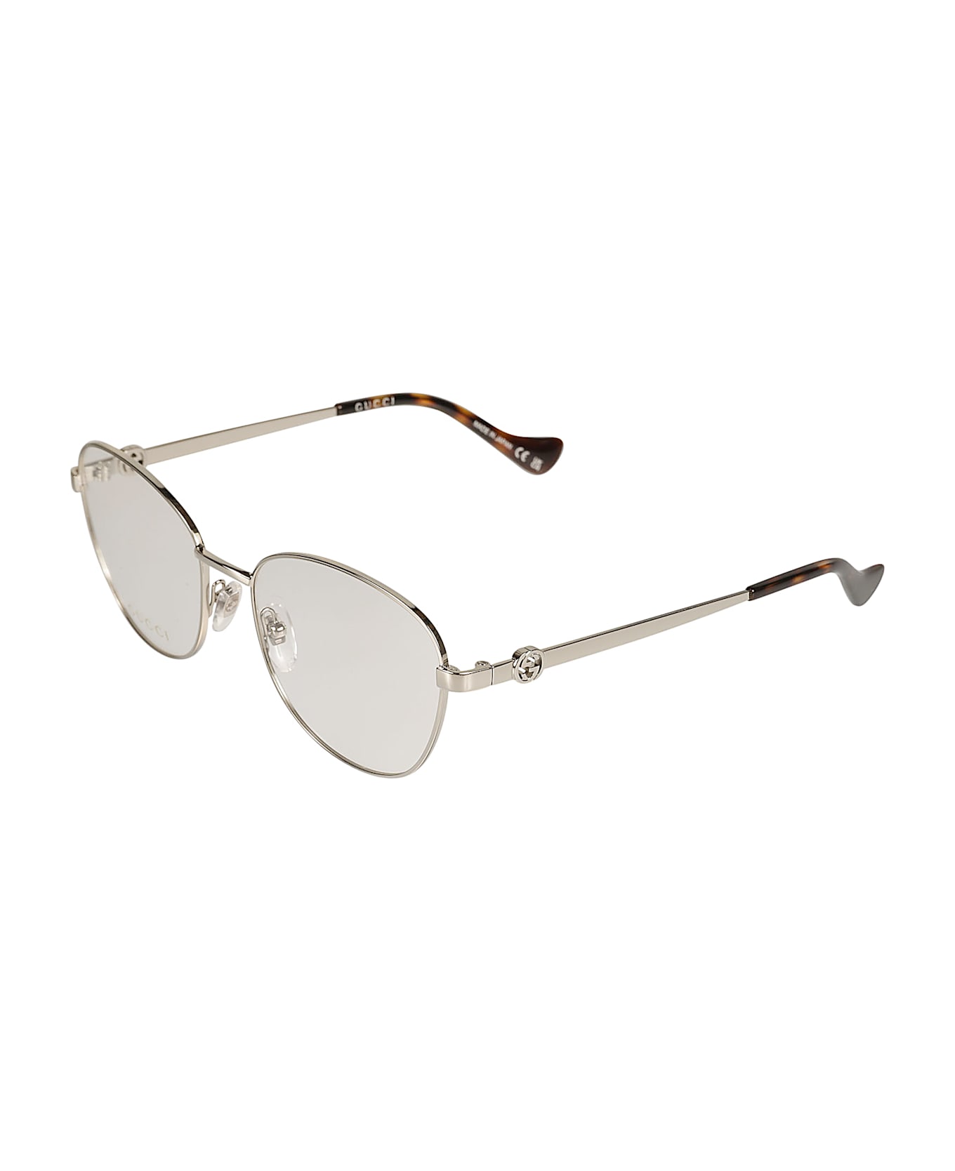 Gucci Eyewear Logo Lens Round Frame - 003 silver silver transpa