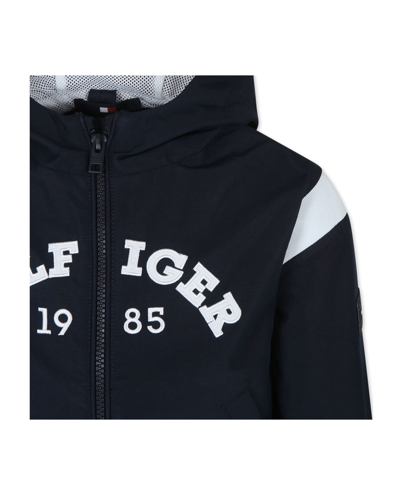 Tommy Hilfiger Blue Windbreaker For Boy With Logo - Blue