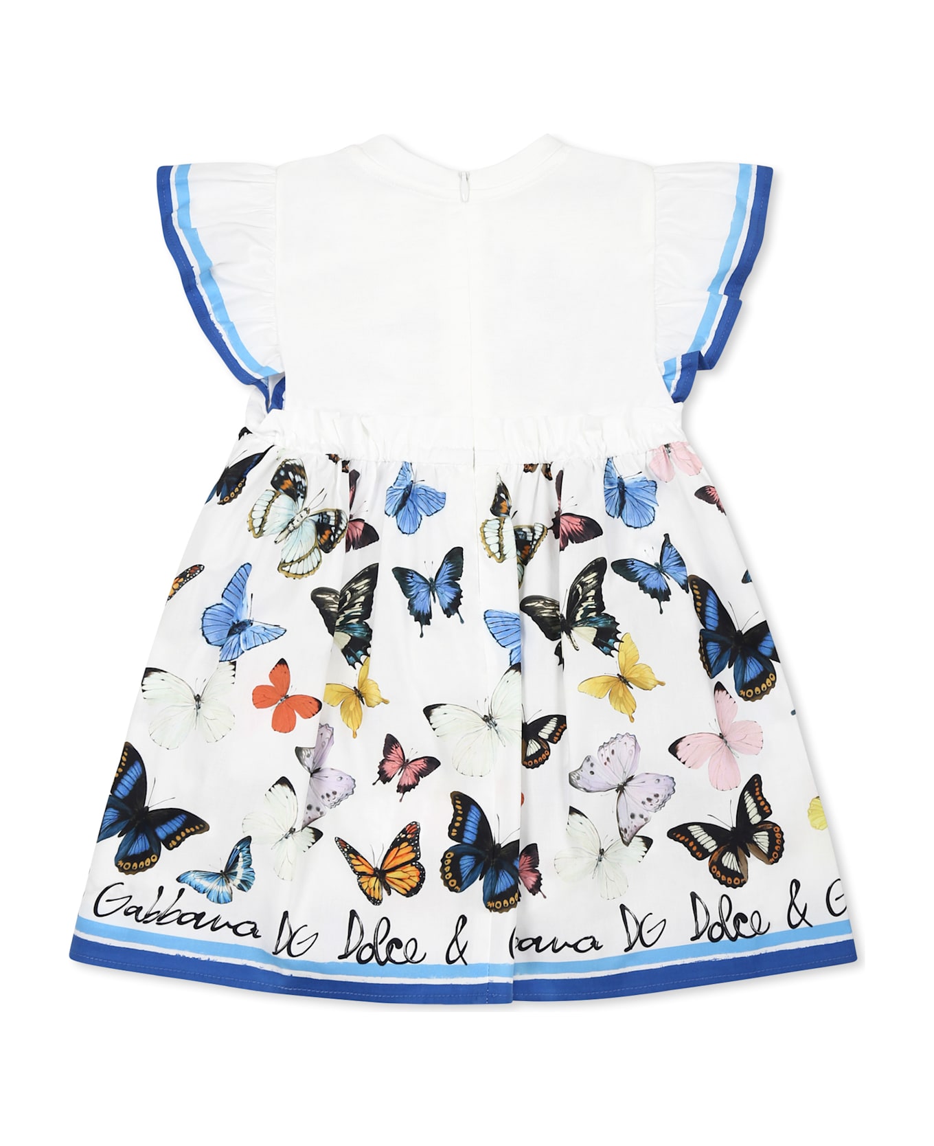 Dolce & Gabbana White Dress For Baby Girl With Butterflies - White