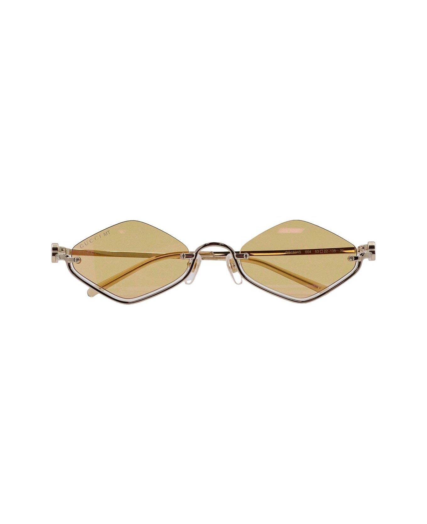 Gucci Eyewear Geometric Half-rim Frame Sunglasses - Gold Yellow Gg
