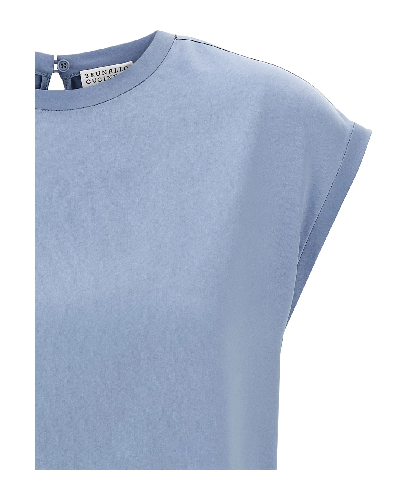 Brunello Cucinelli Satin T-shirt - Light Blue