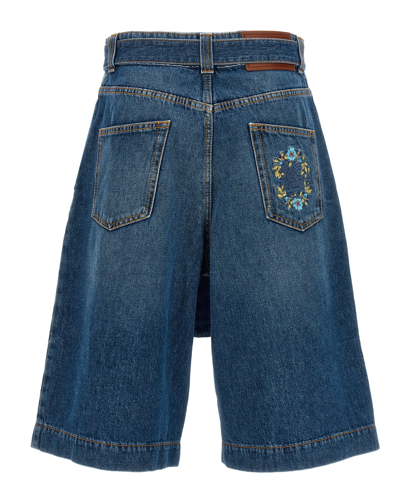 Etro Bermuda Shorts With Logo Embroidery - Blue ショートパンツ