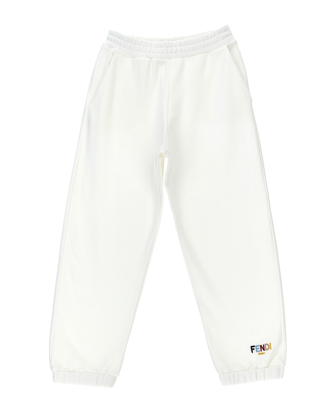 Fendi Logo Embroidery Joggers - White