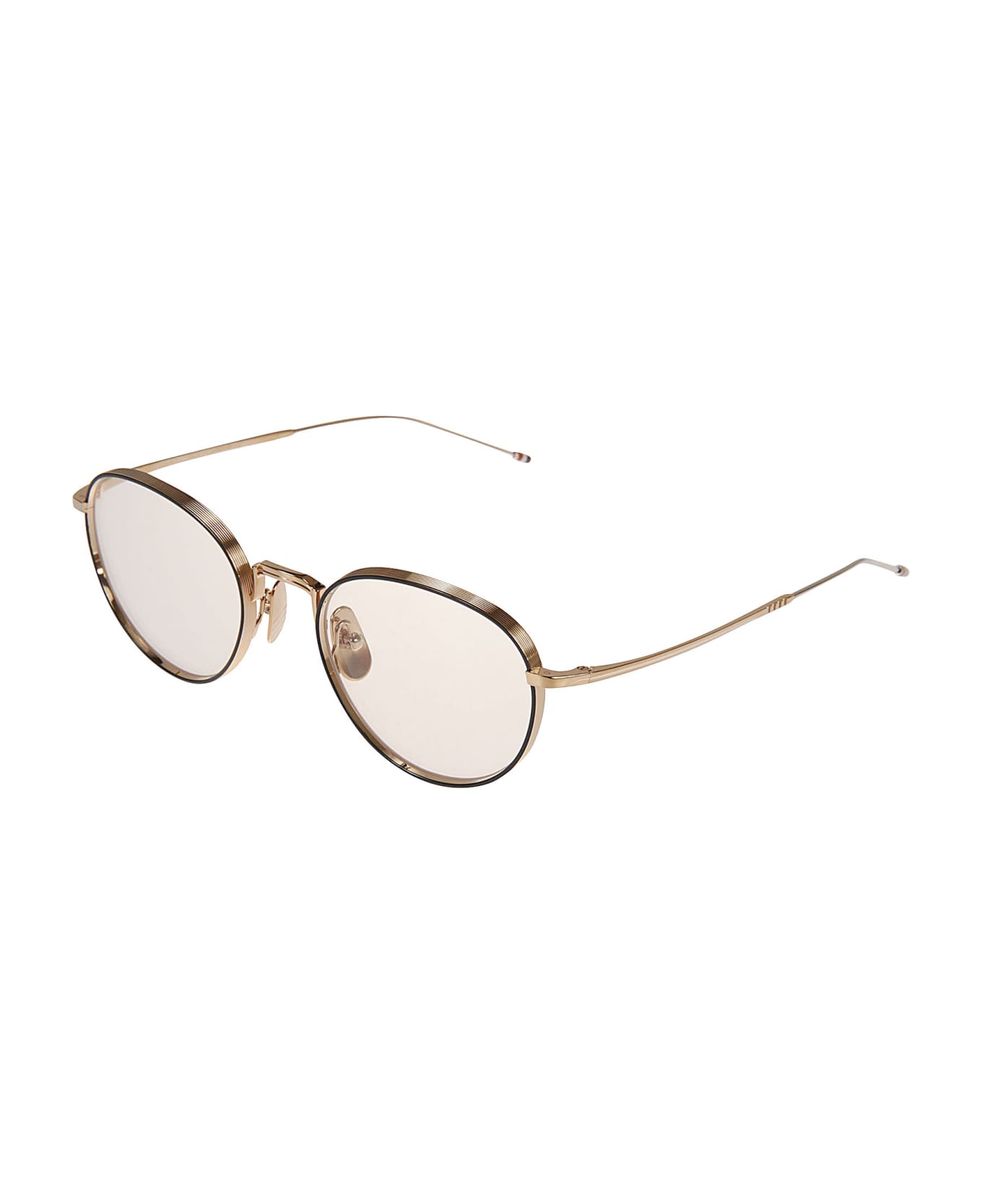 Thom Browne Clear Round Glasses - white gold   navy w