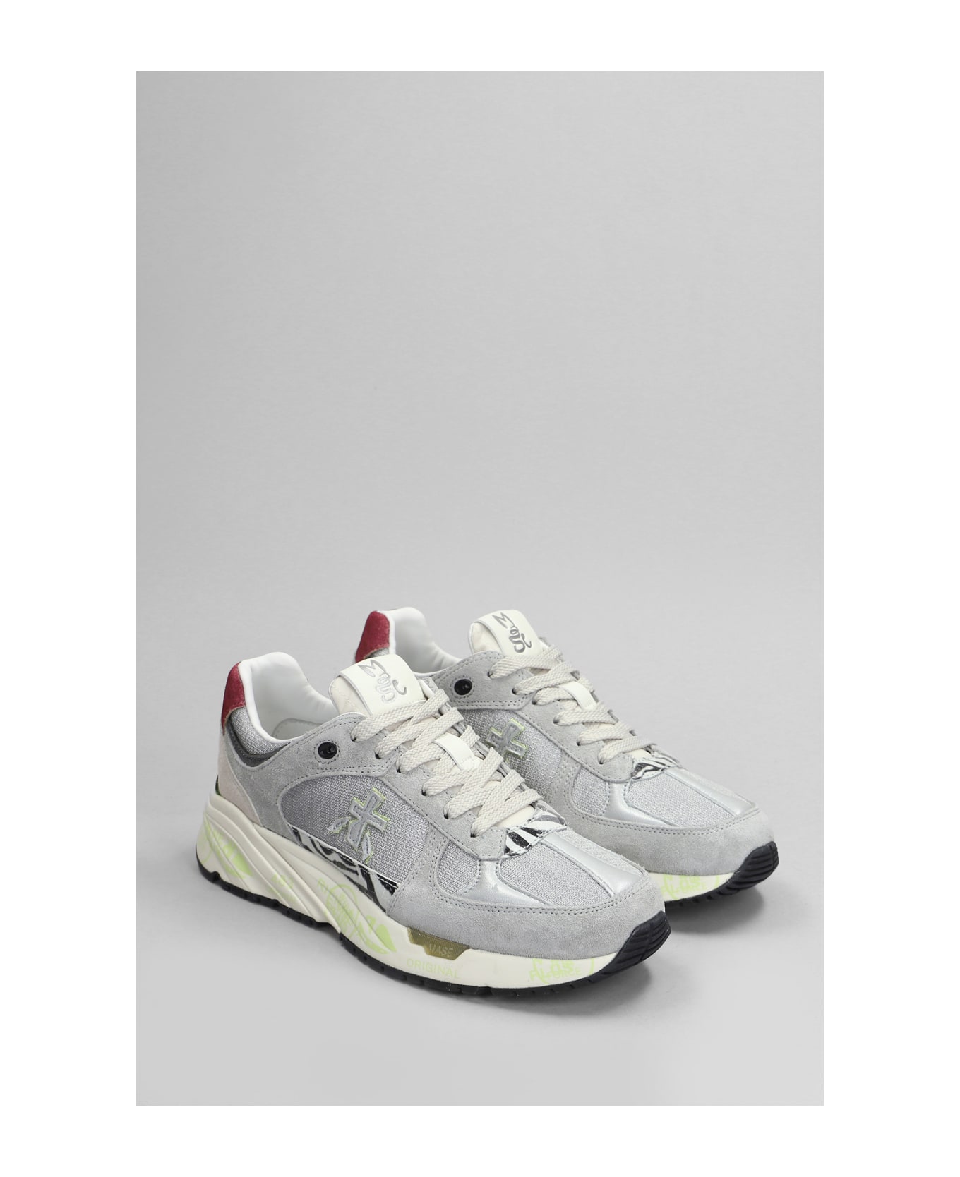 Premiata Mase Sneakers In Grey Suede And Fabric - grey