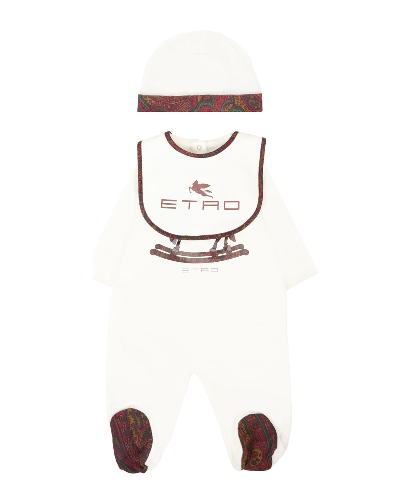 Etro Ivory Babygrow Set For Babykids With Pegasus - Ivory