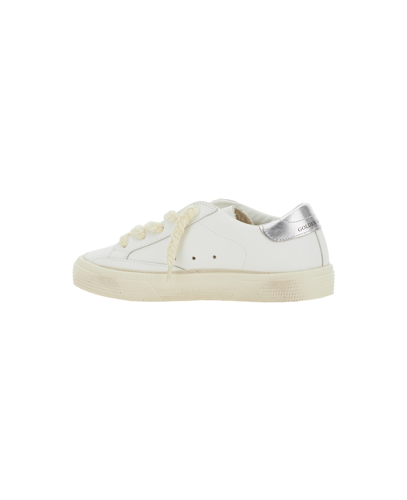 Golden Goose 'may' Sneakers With Star Patch On The Side And Laminated Heel In Leather Girl - White