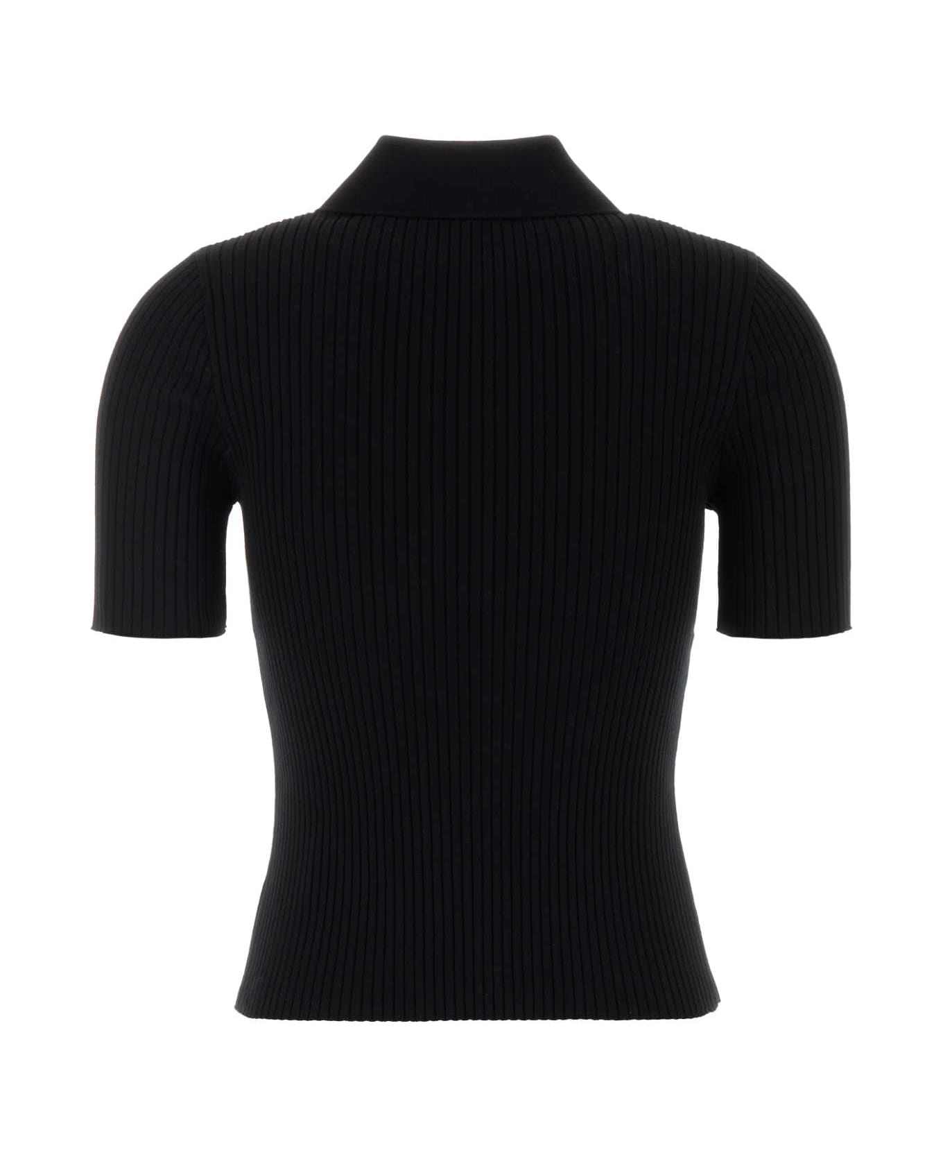 Courrèges Black Viscose Blend Polo Shirt - Black