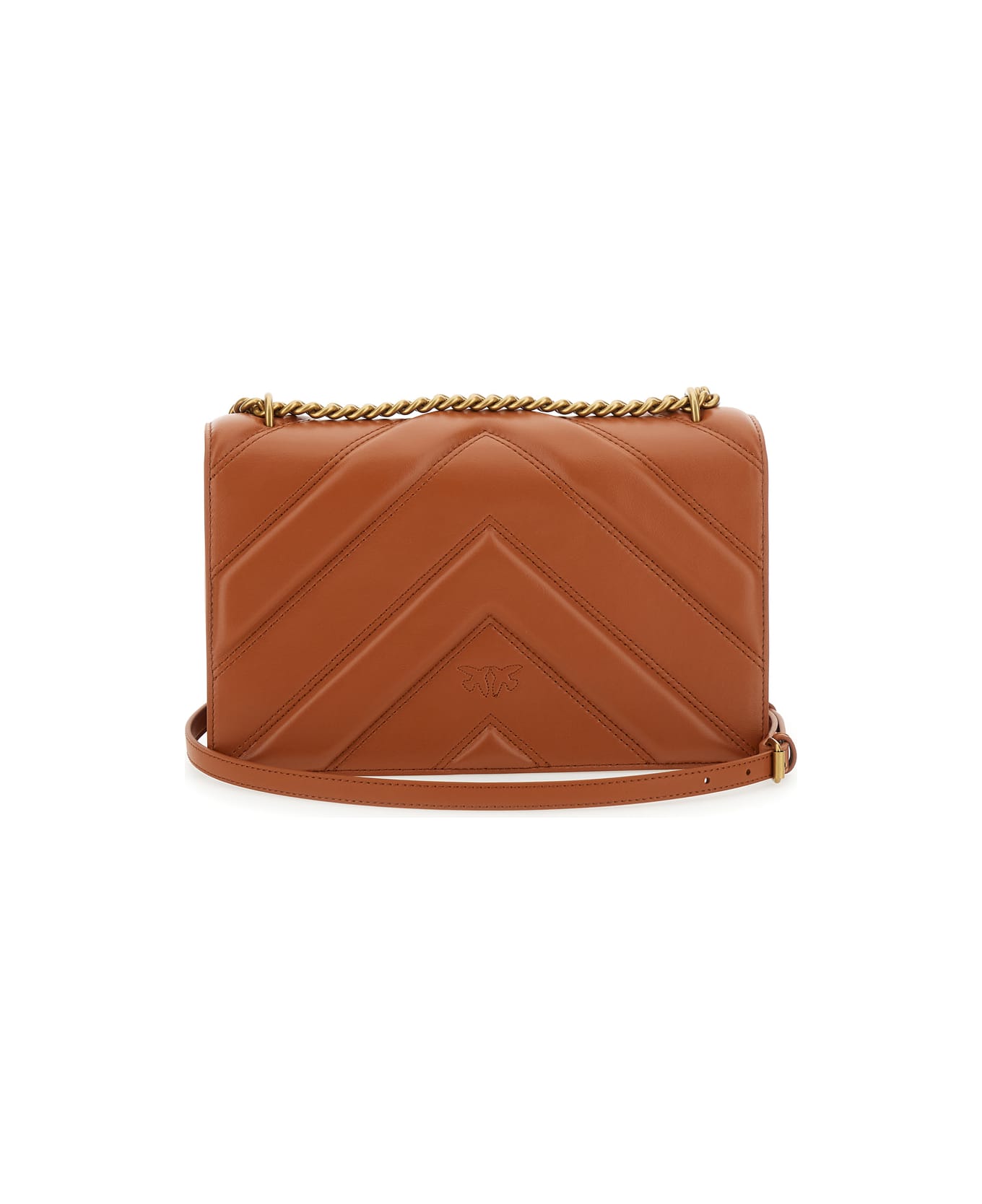 Pinko Love Bag Leather Crossbody Bag - Leather Brown