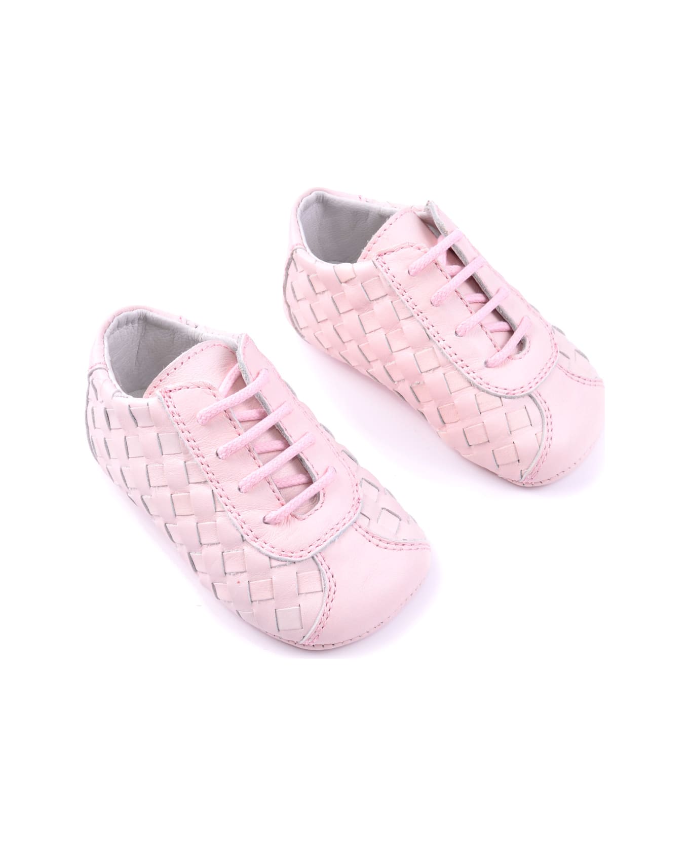 Gallucci Leather Lace-up Shoes With Woven Effect - Rose