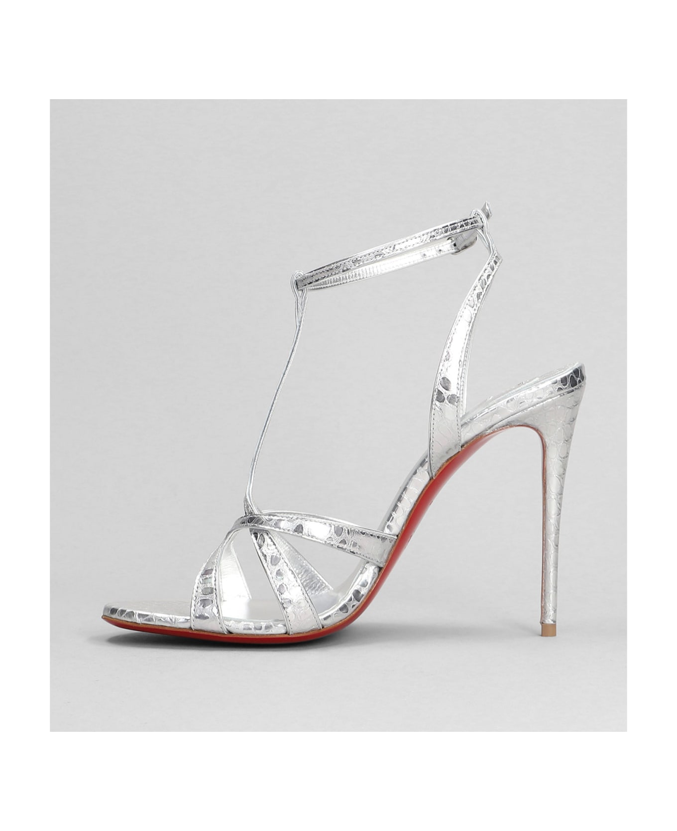Christian Louboutin Tangueva 100 Sandals In Silver Leather - silver