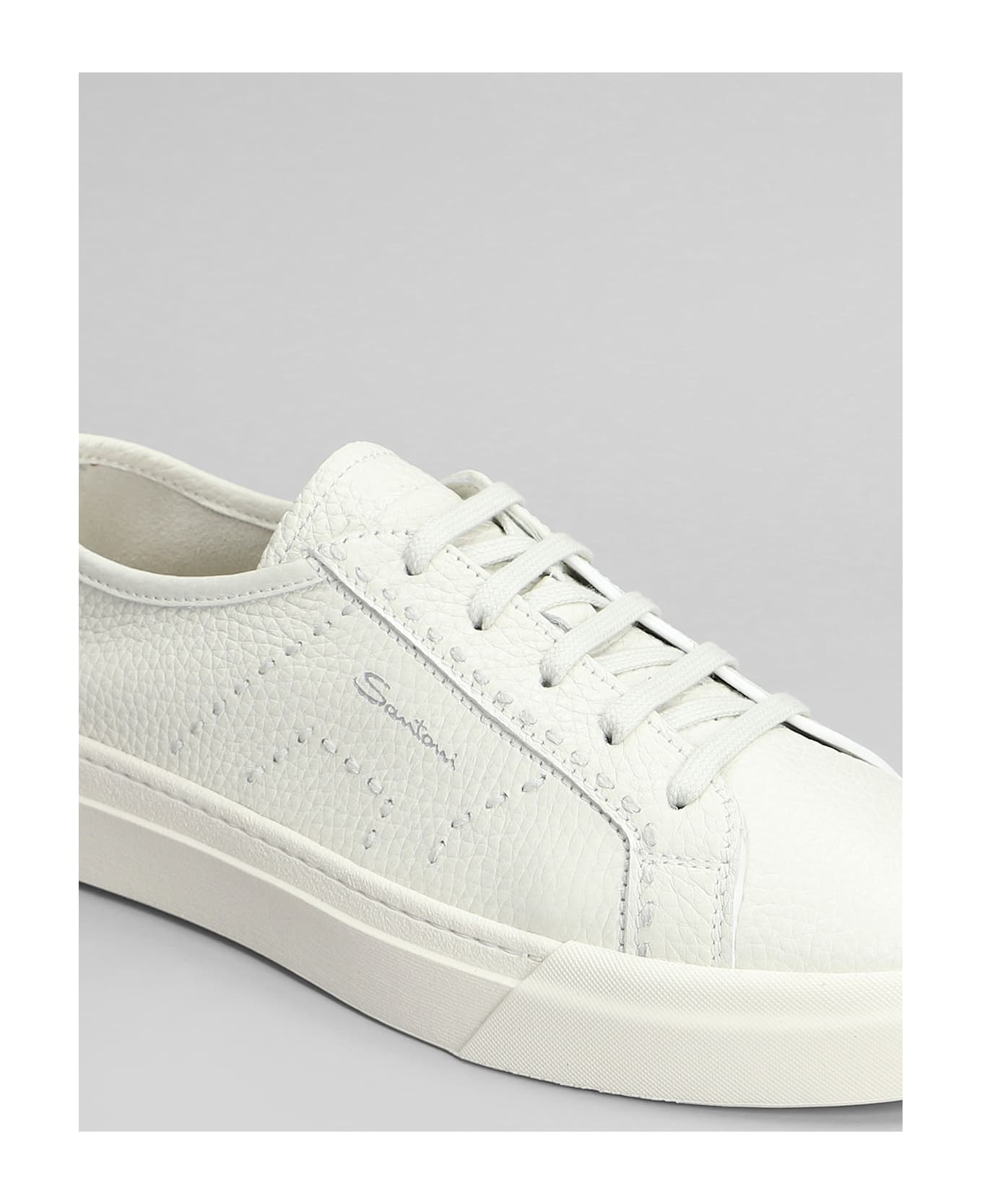 Santoni Dbs Sneakers In White Leather - white