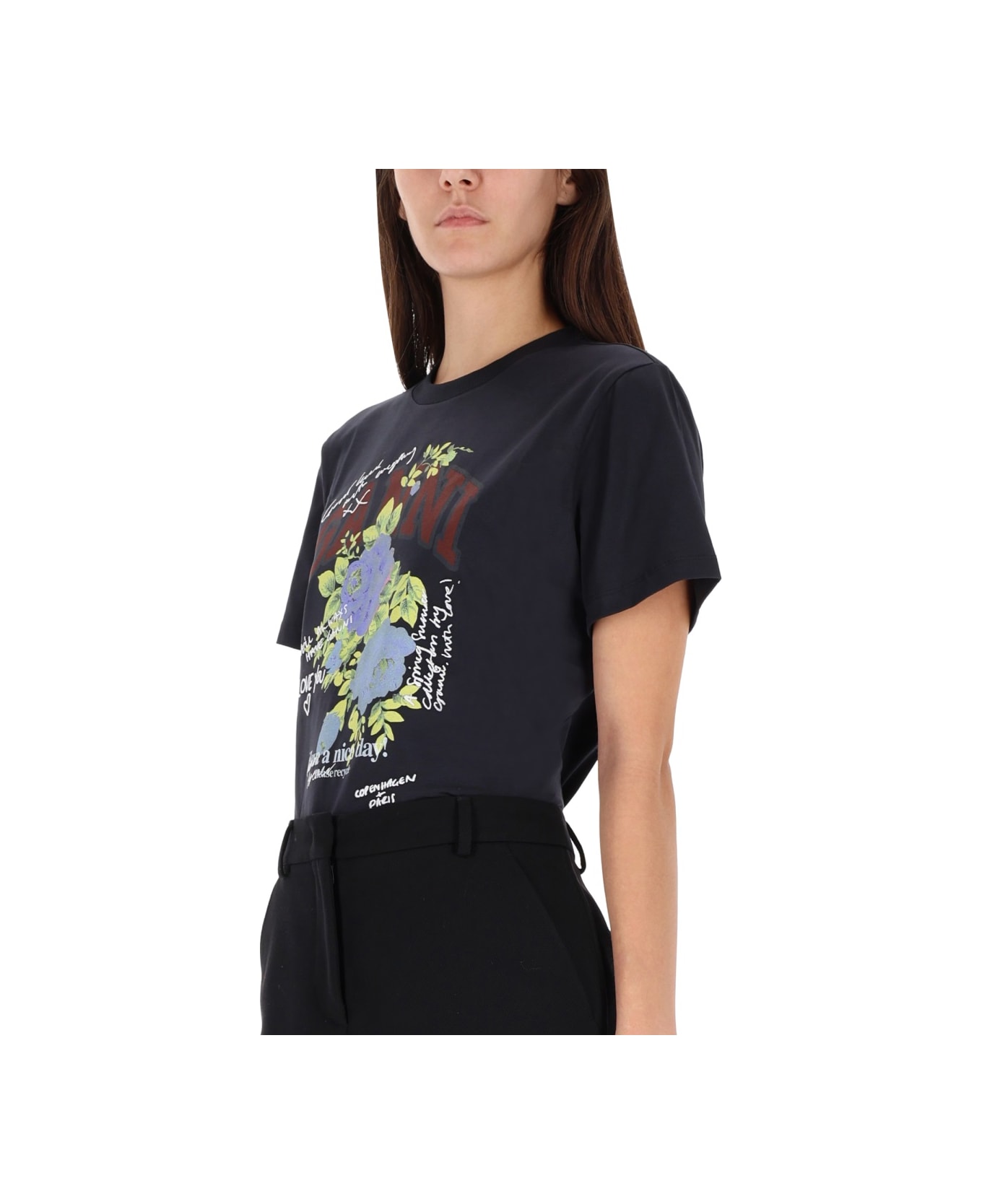 Ganni T-shirt "rose" - CHARCOAL