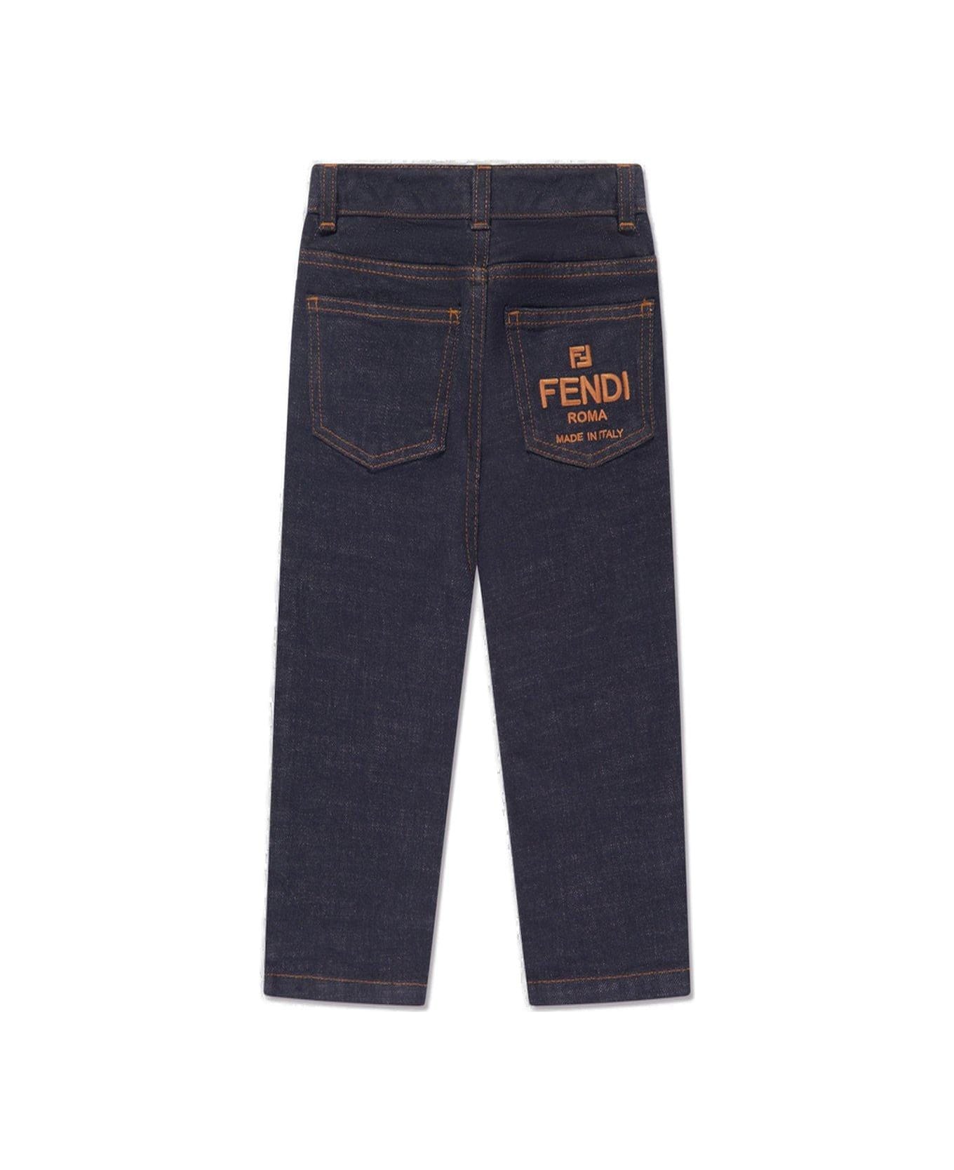Fendi Logo-embroidered Denim Jeans - Gct Jeans