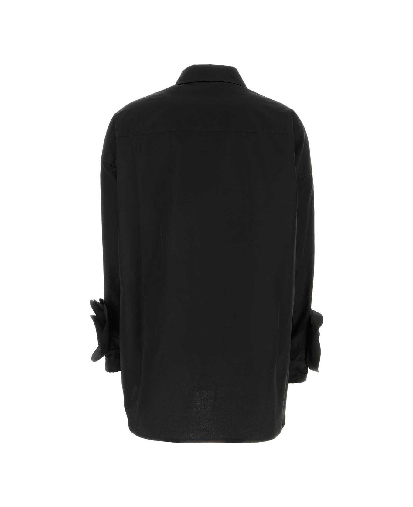 Valentino Floral Embellished Straight Hem Shirt Dress - Black