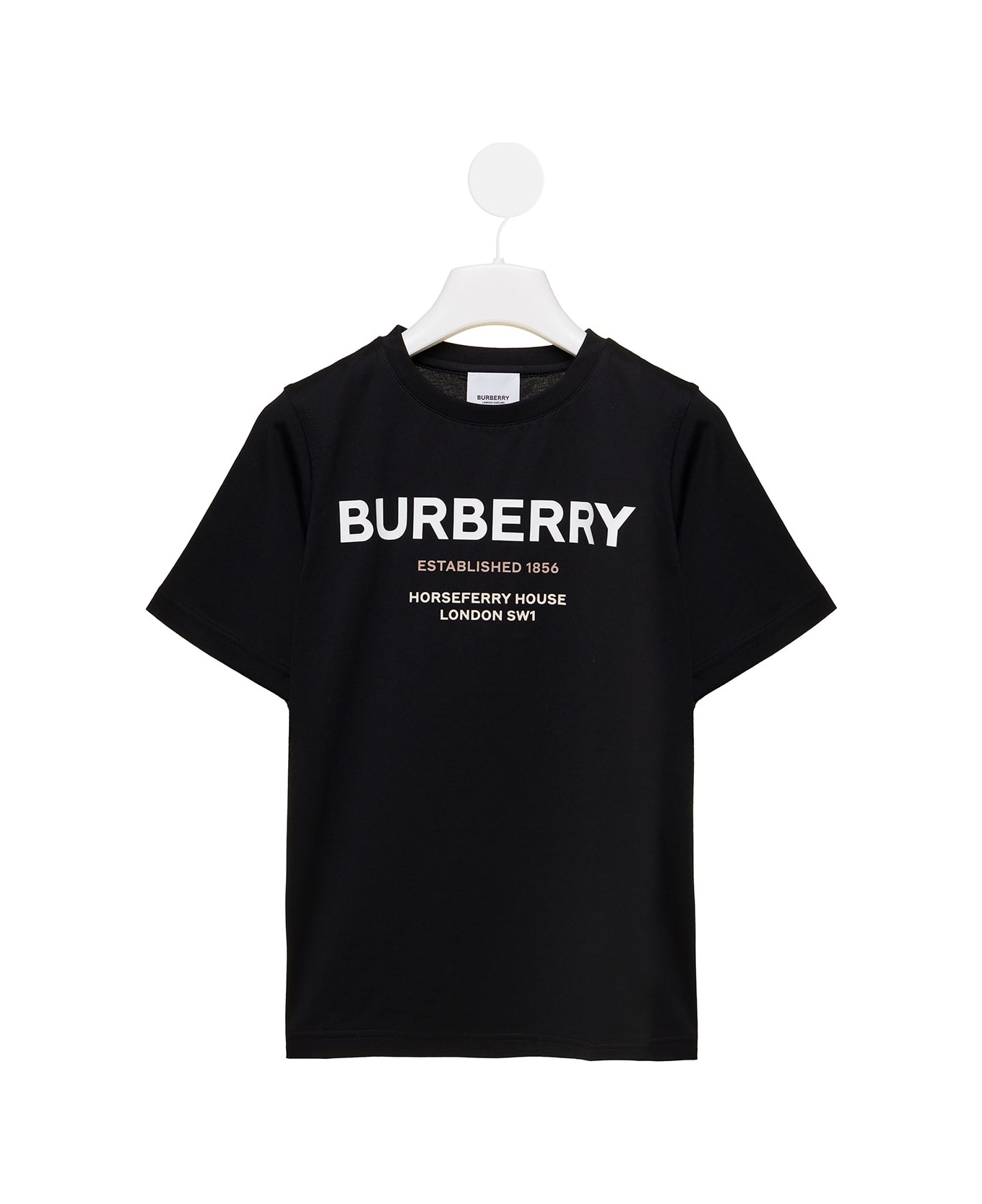 Burberry Black T-shirt With Contrasting Lettering Print In Cotton Boy Burberry Kids - Black