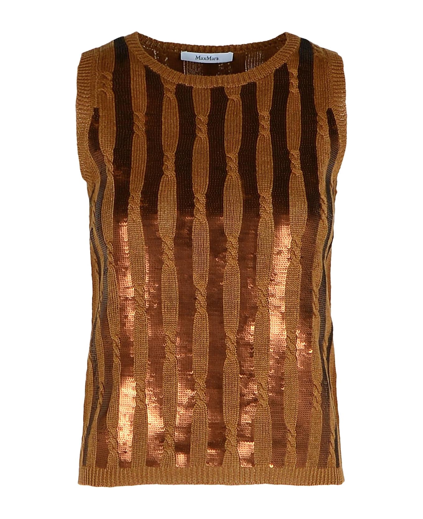 Max Mara 
golia
 Brown Linen Tank Top - Brown