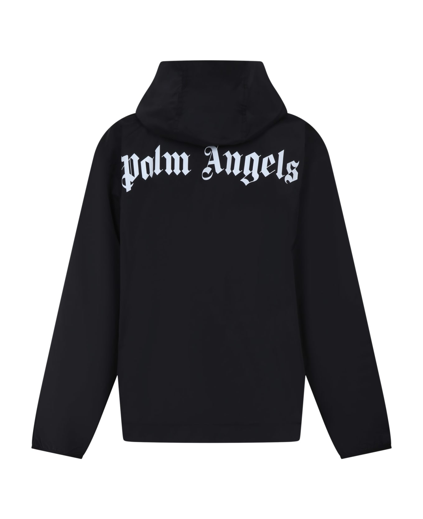 Palm Angels Black Windbreaker For Boy With Logo - Black
