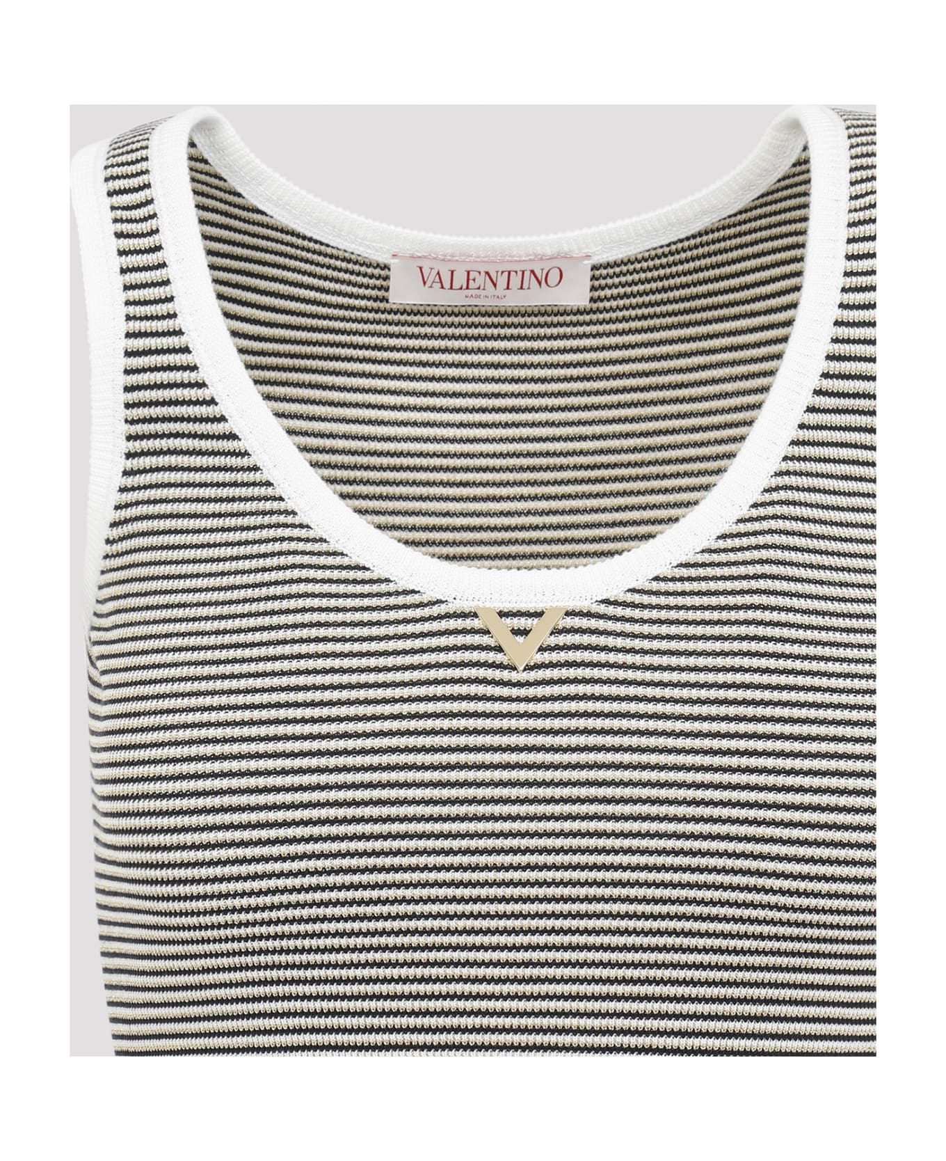 Valentino Knit Tank Top - Cl Avorio Navy Oro