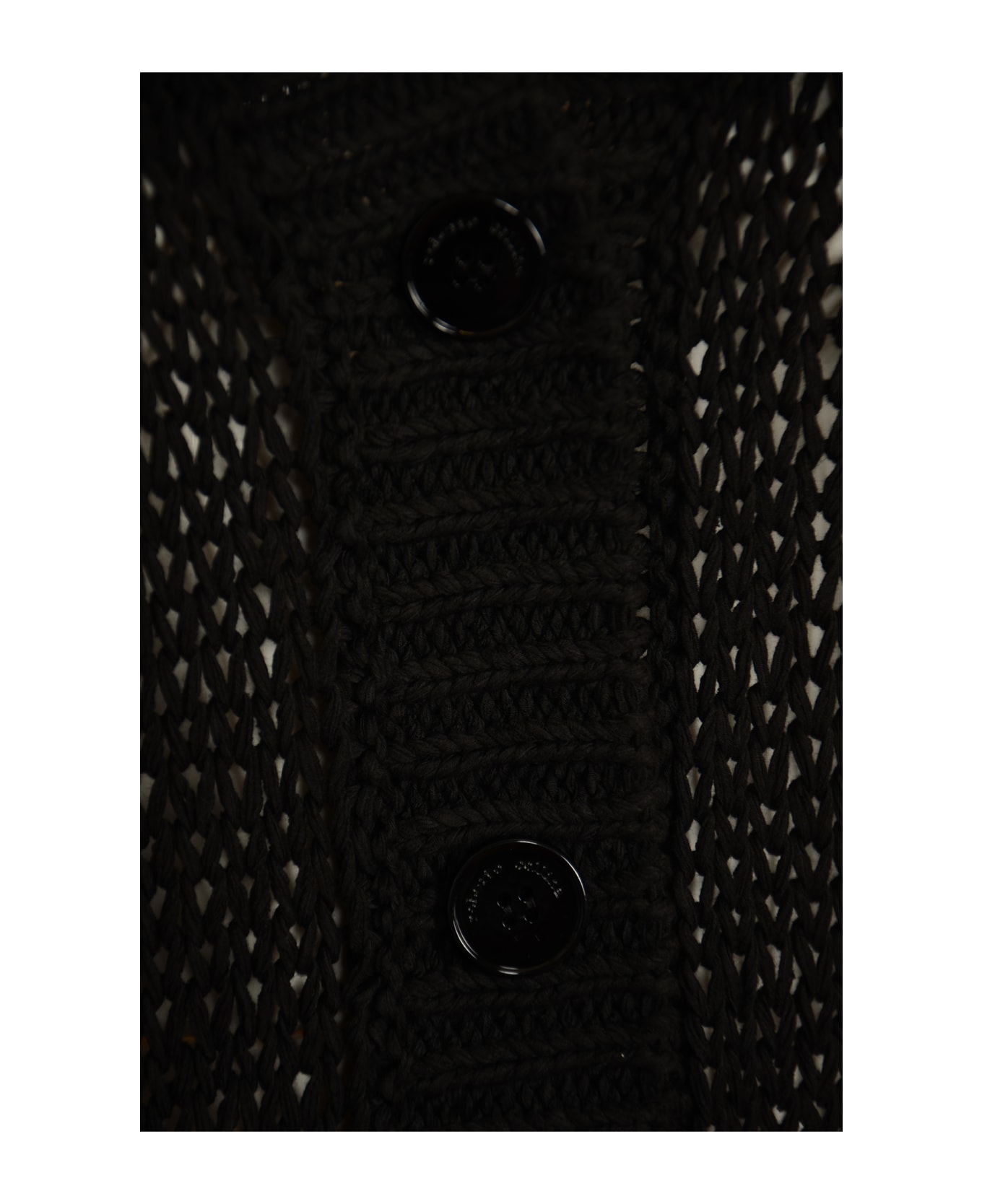 Roberto Collina Rib Trim Perforated Knit Cardigan - Black