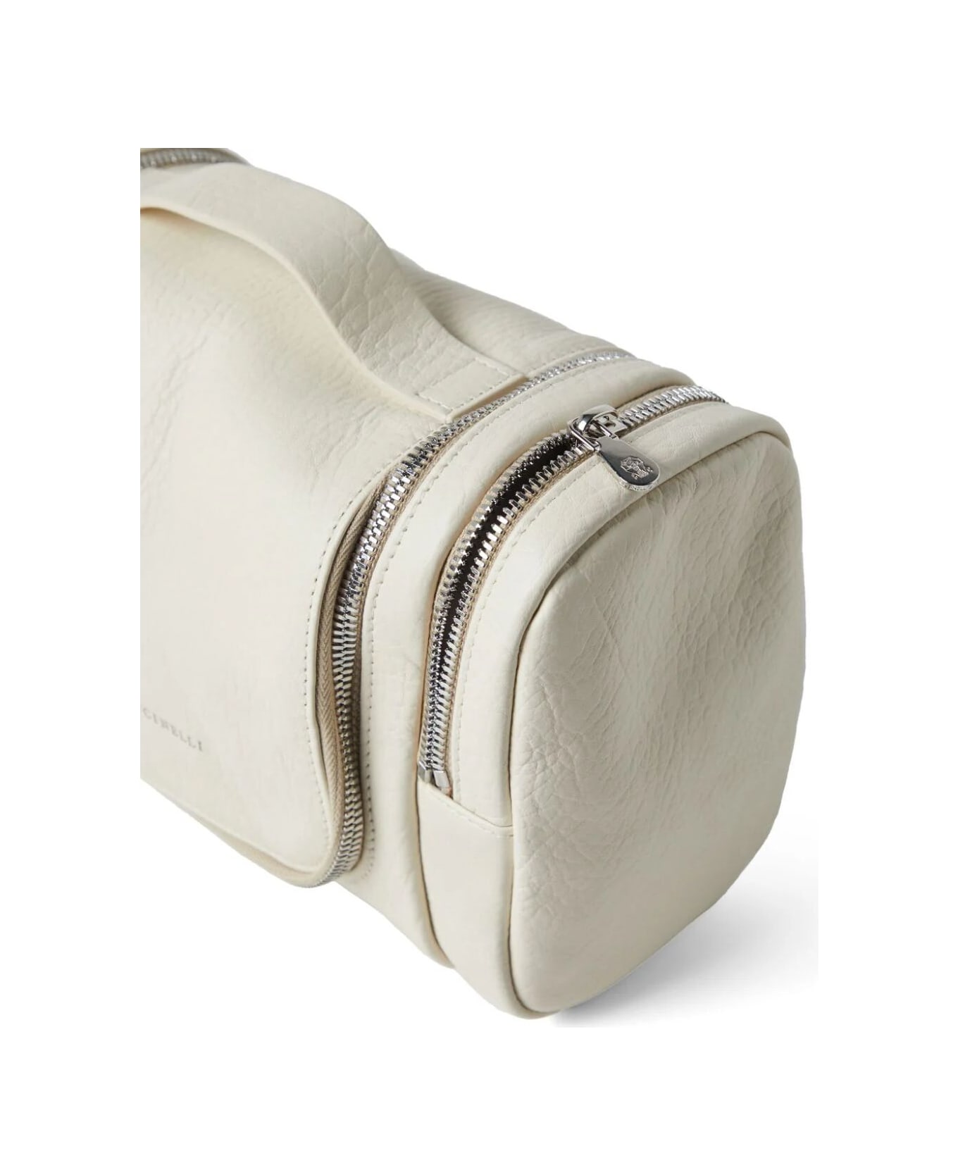 Brunello Cucinelli Leather Beauty Case - English White
