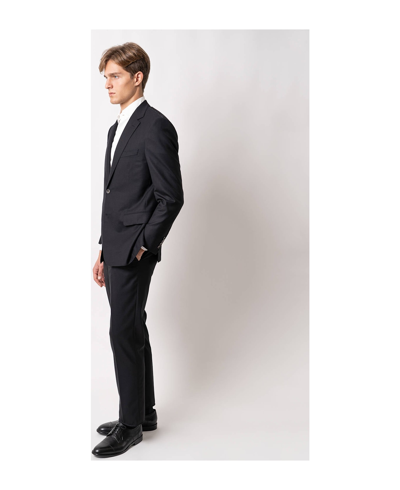 Larusmiani Single-breasted Wool Suit Londra Suit - Black