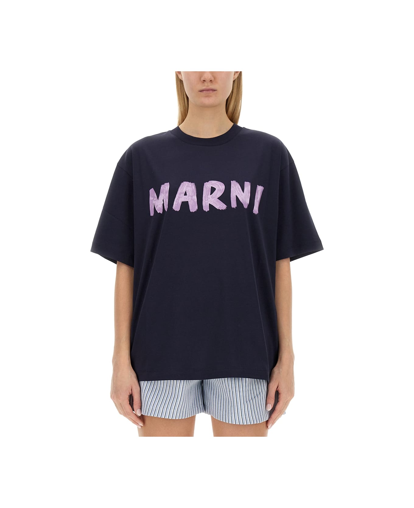 Marni T-shirt With Logo - BLUE