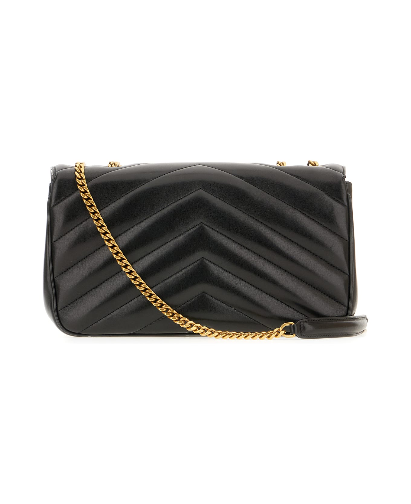 Saint Laurent Black Leather Medium Loulou Shoulder Bag - Nero