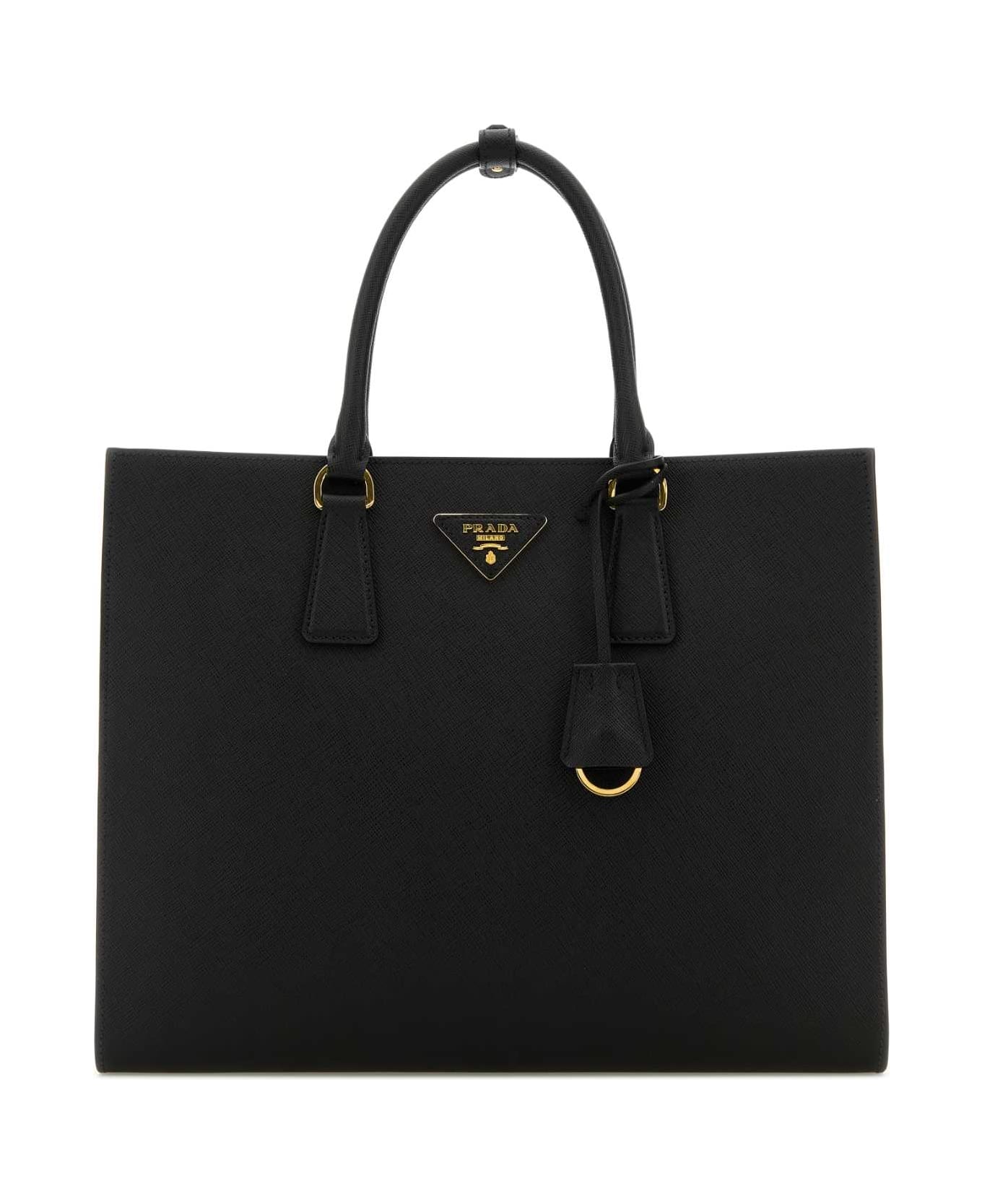 Prada Black Leather Shopping Bag - NERO