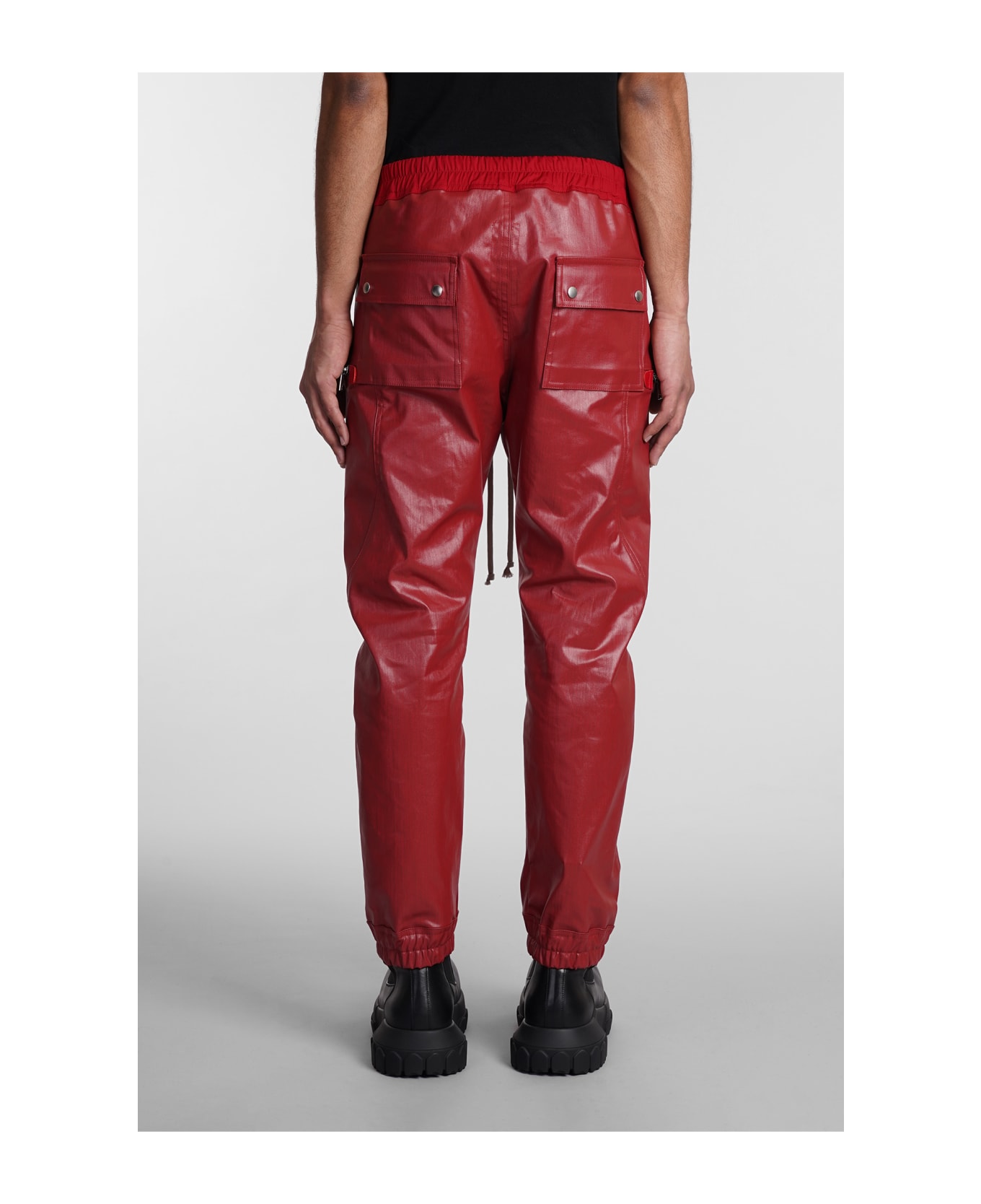 Rick Owens Bauhaus Cargo Pants In Red Cotton - red