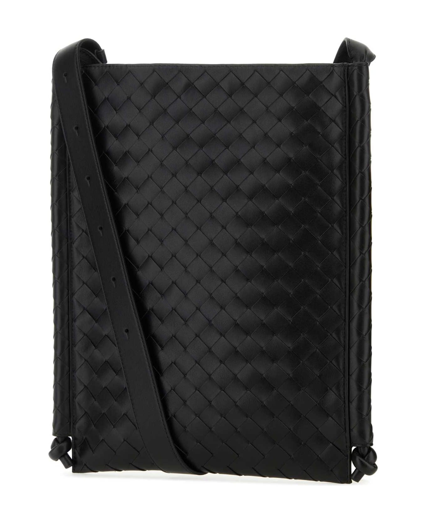 Bottega Veneta Black Leather Flat Loops Crossbody Bag - BLK
